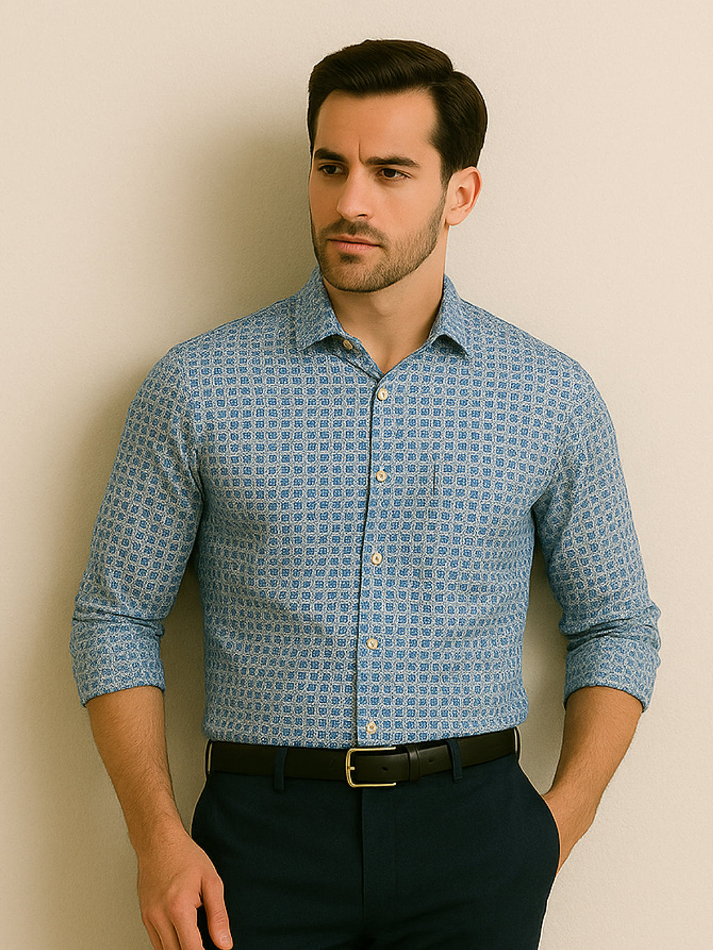 Blue Mosaic Printed Shirt