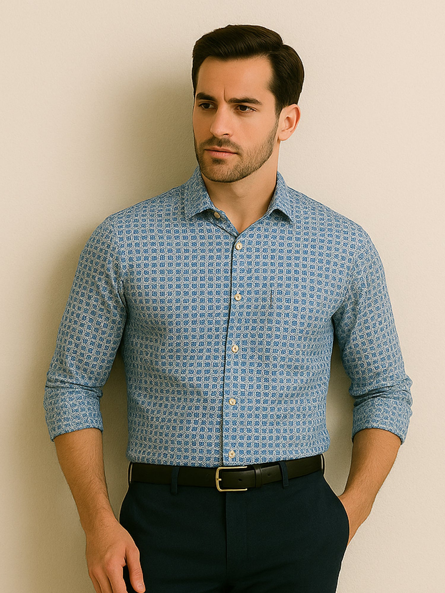 Blue Mosaic Printed Shirt