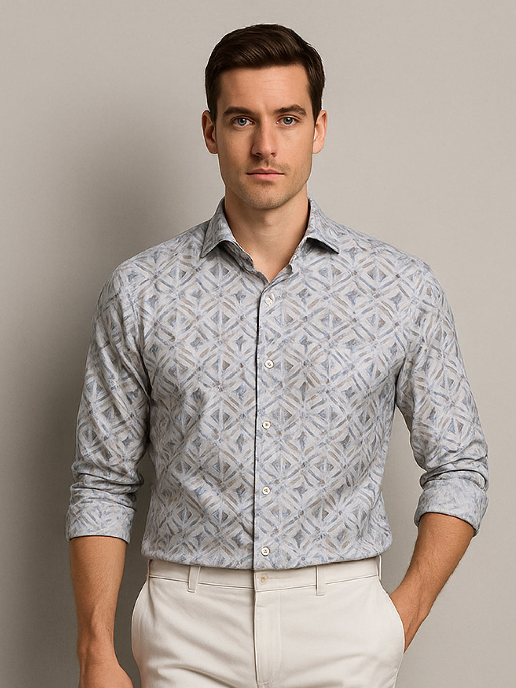 Brown Abstract Printed Shirt