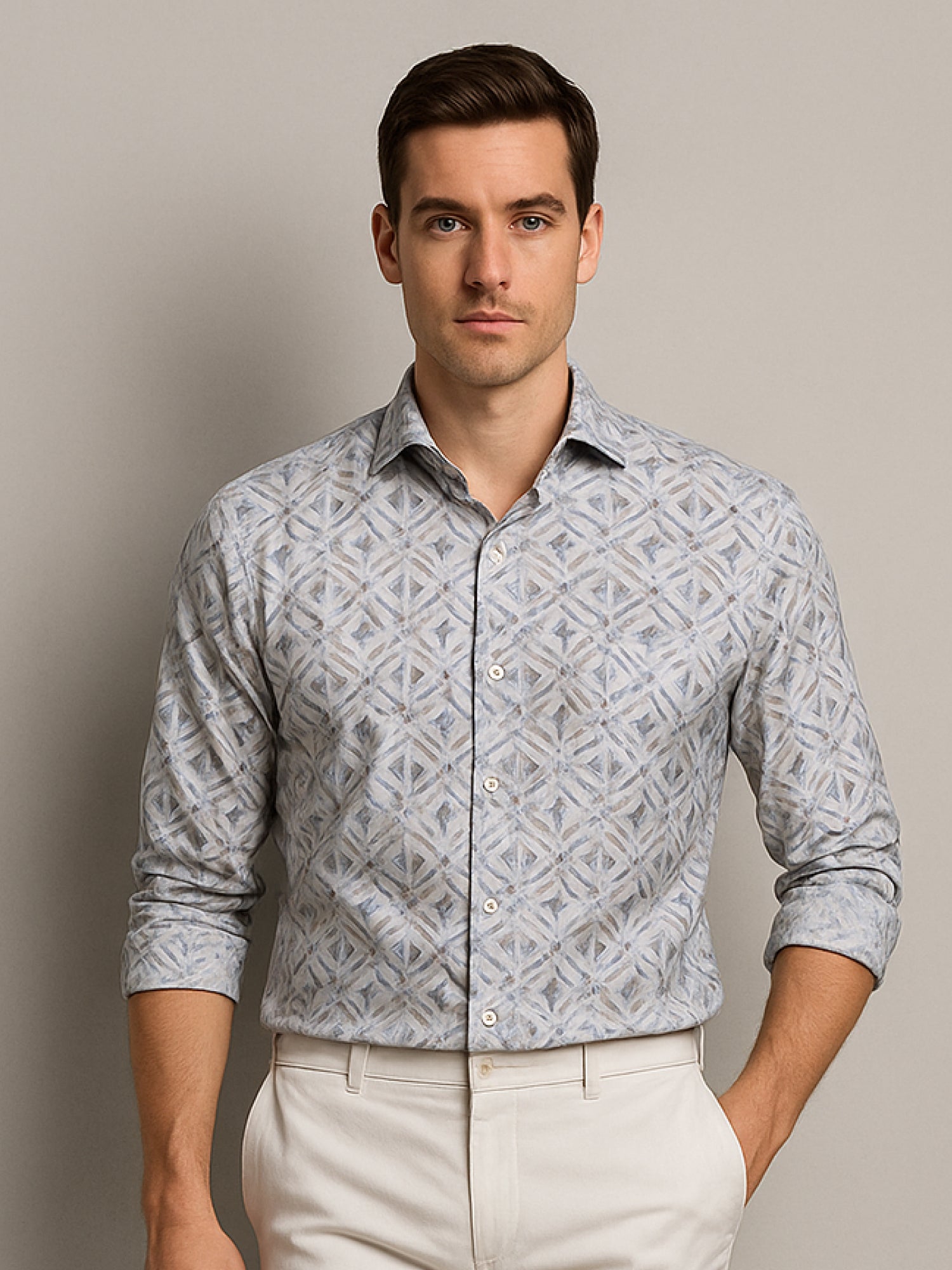 Brown Abstract Printed Shirt