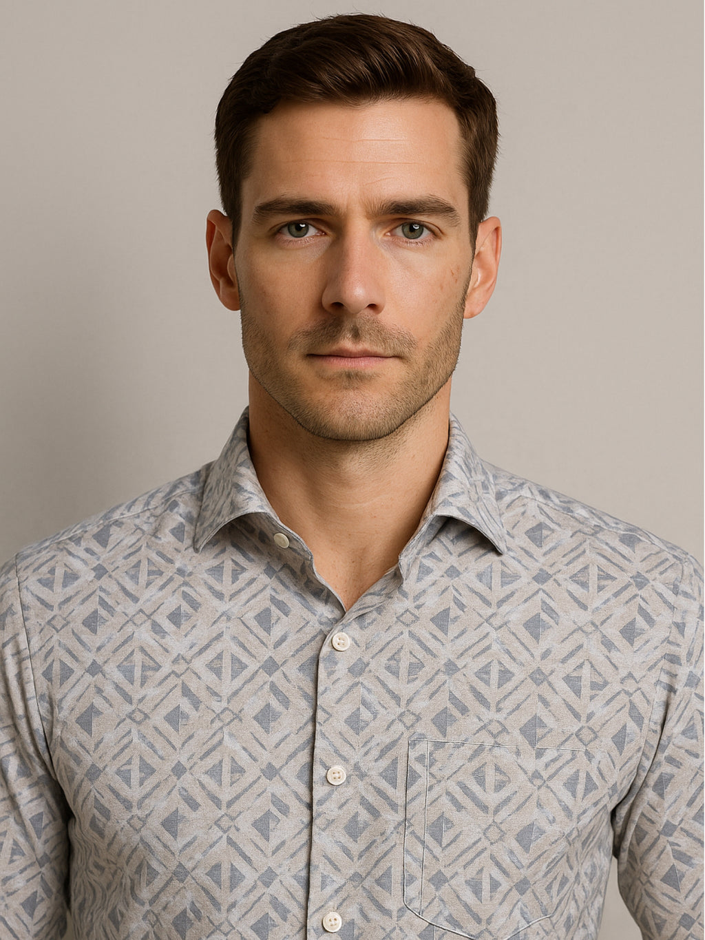 Brown Abstract Printed Shirt