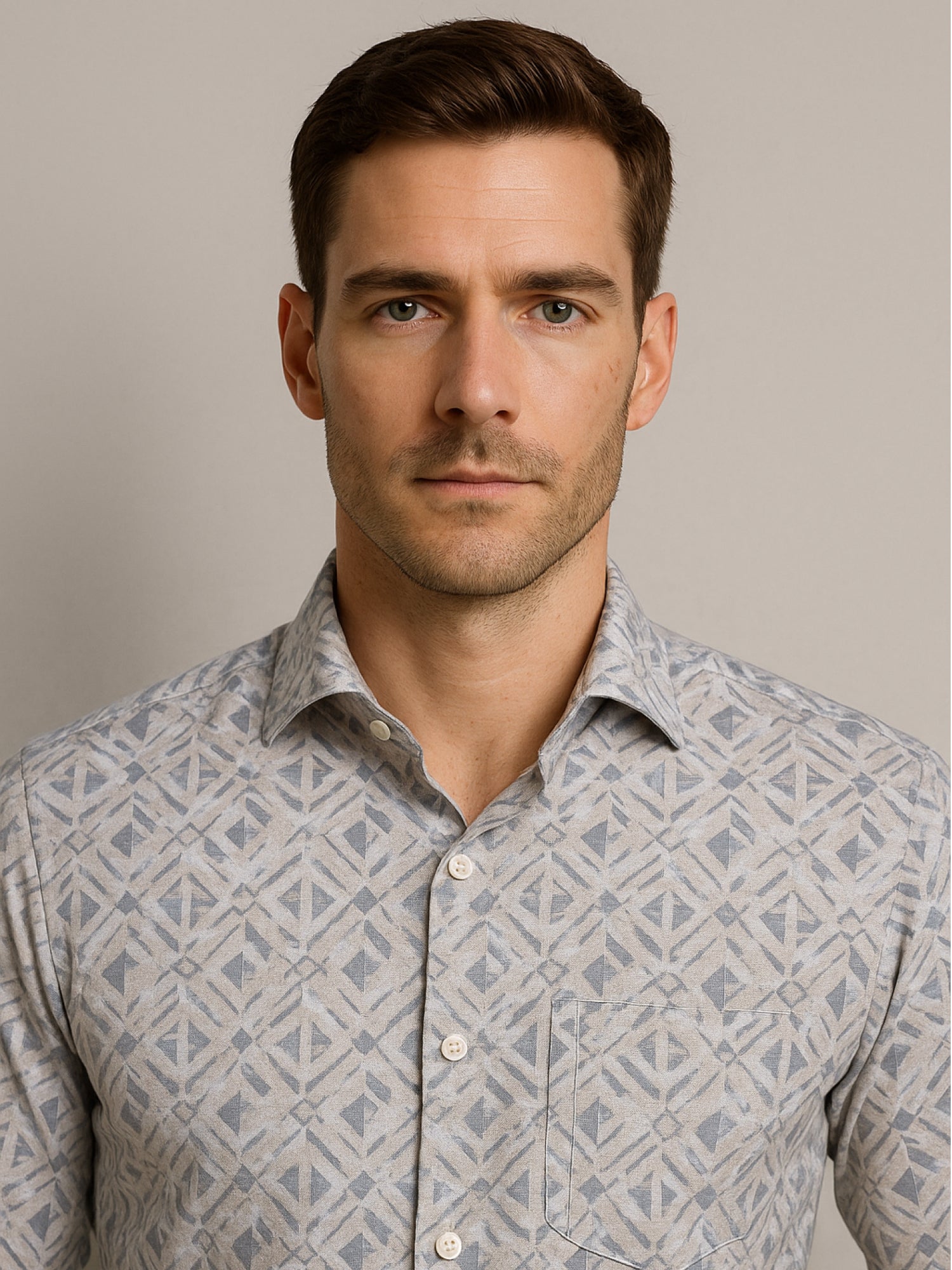 Brown Abstract Printed Shirt