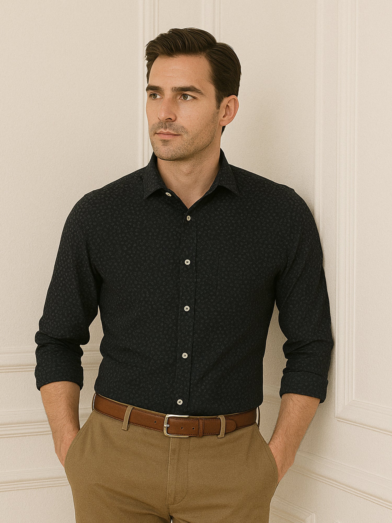 Black Full Sleeve Printed Shirt