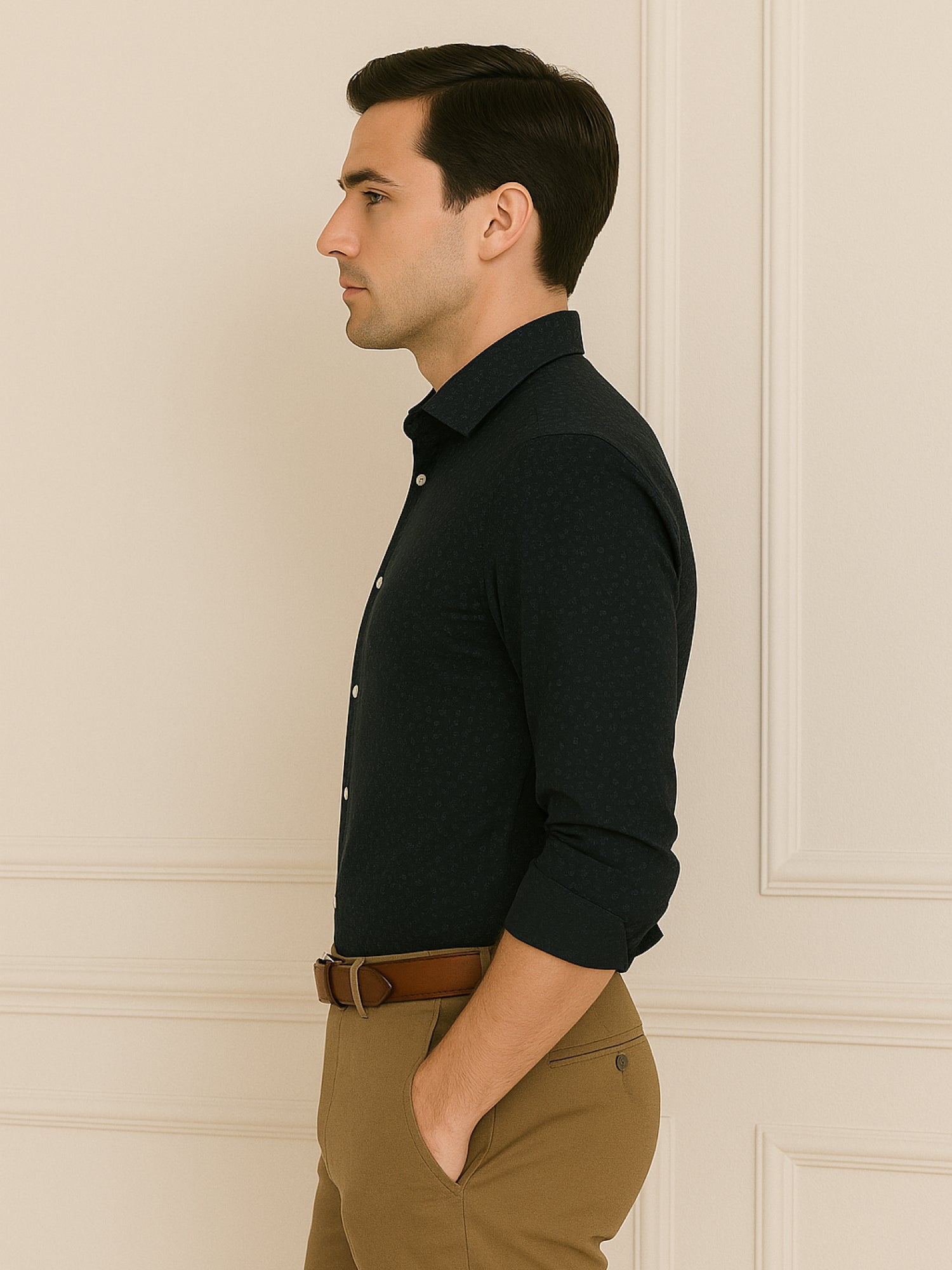 Black Full Sleeve Printed Shirt