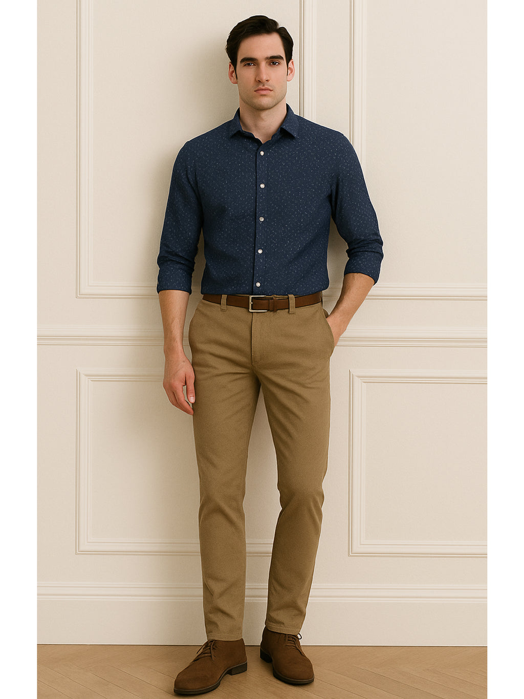 Navy Full Sleeve Printed Shirt