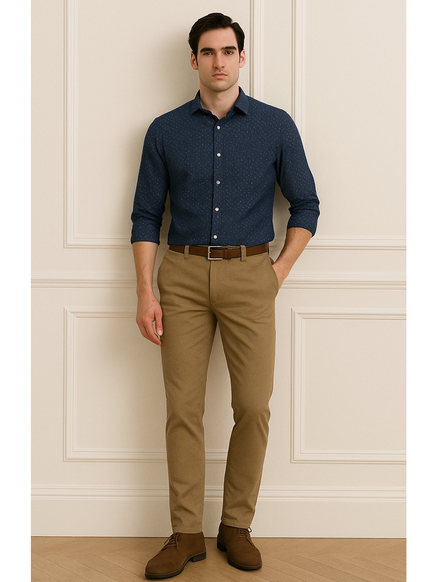 Navy Full Sleeve Printed Shirt