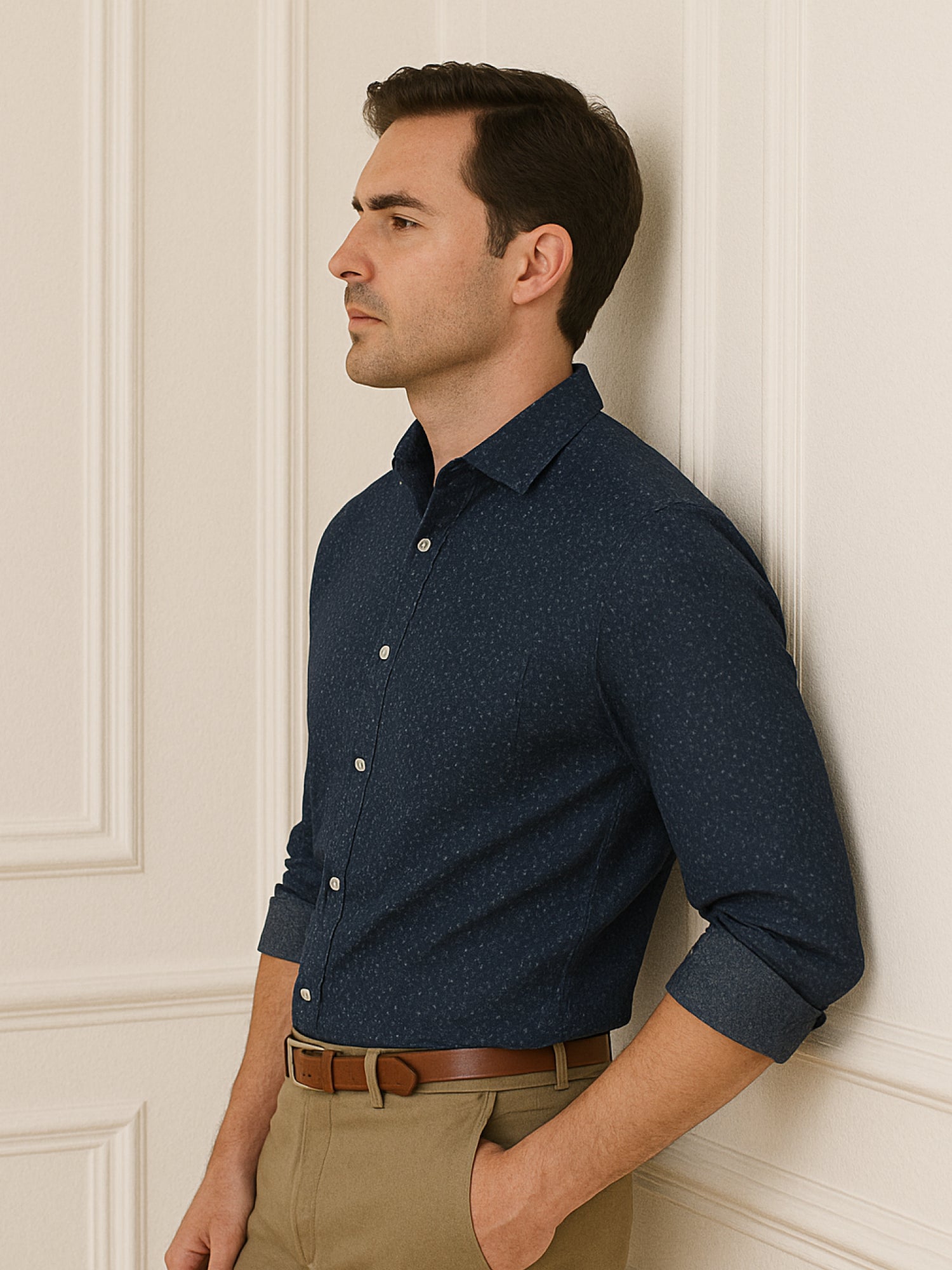 Navy Full Sleeve Printed Shirt