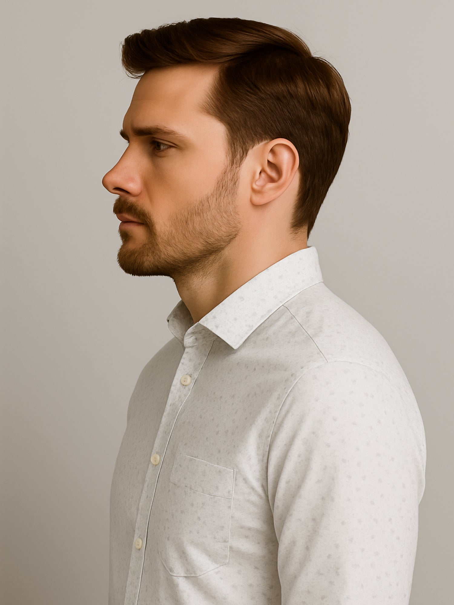 White Full Sleeve Printed Shirt