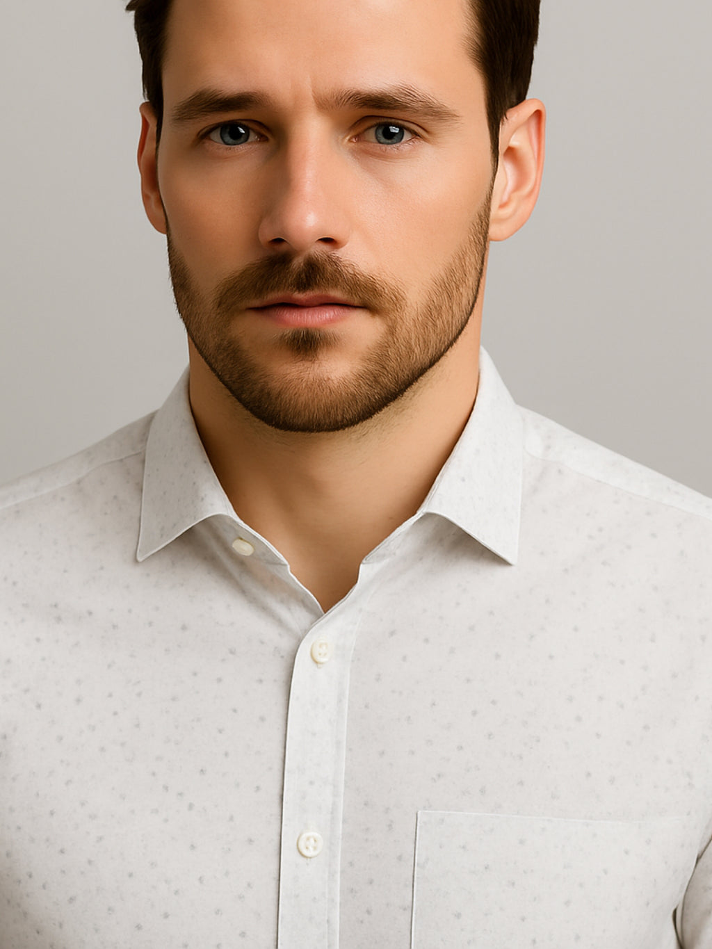 White Full Sleeve Printed Shirt