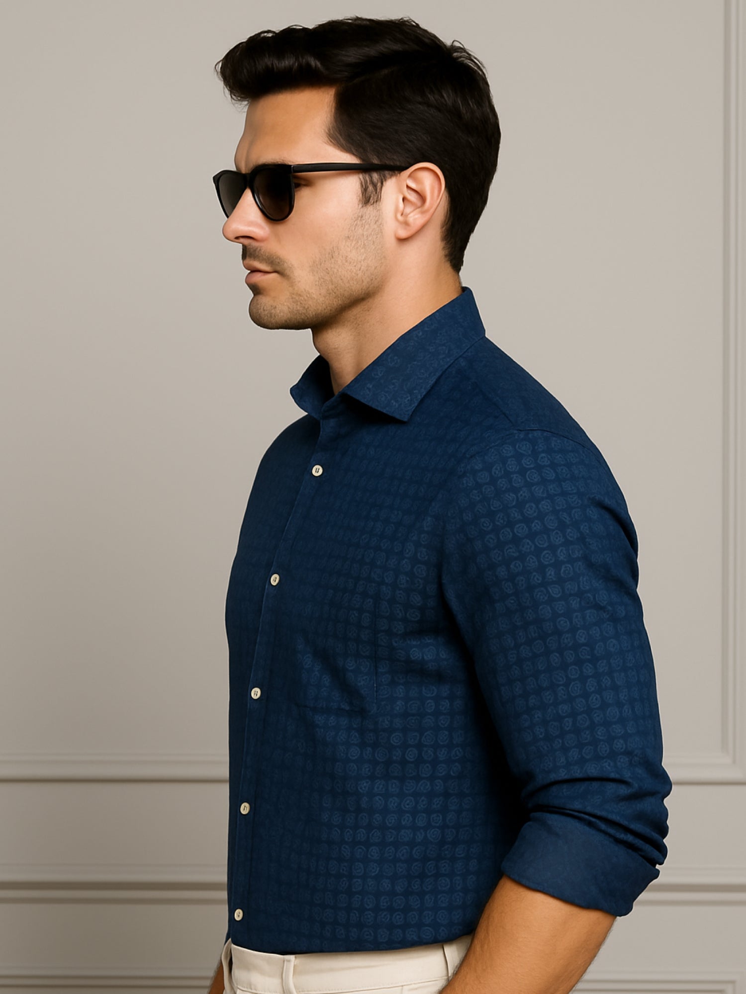 Navy Mosaic Printed Shirt