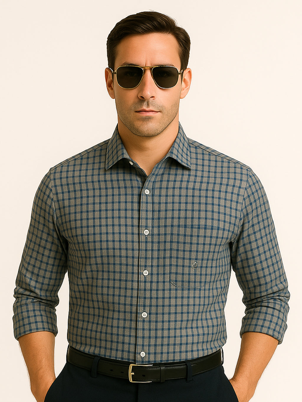 Gray Check Full Sleeve Shirt