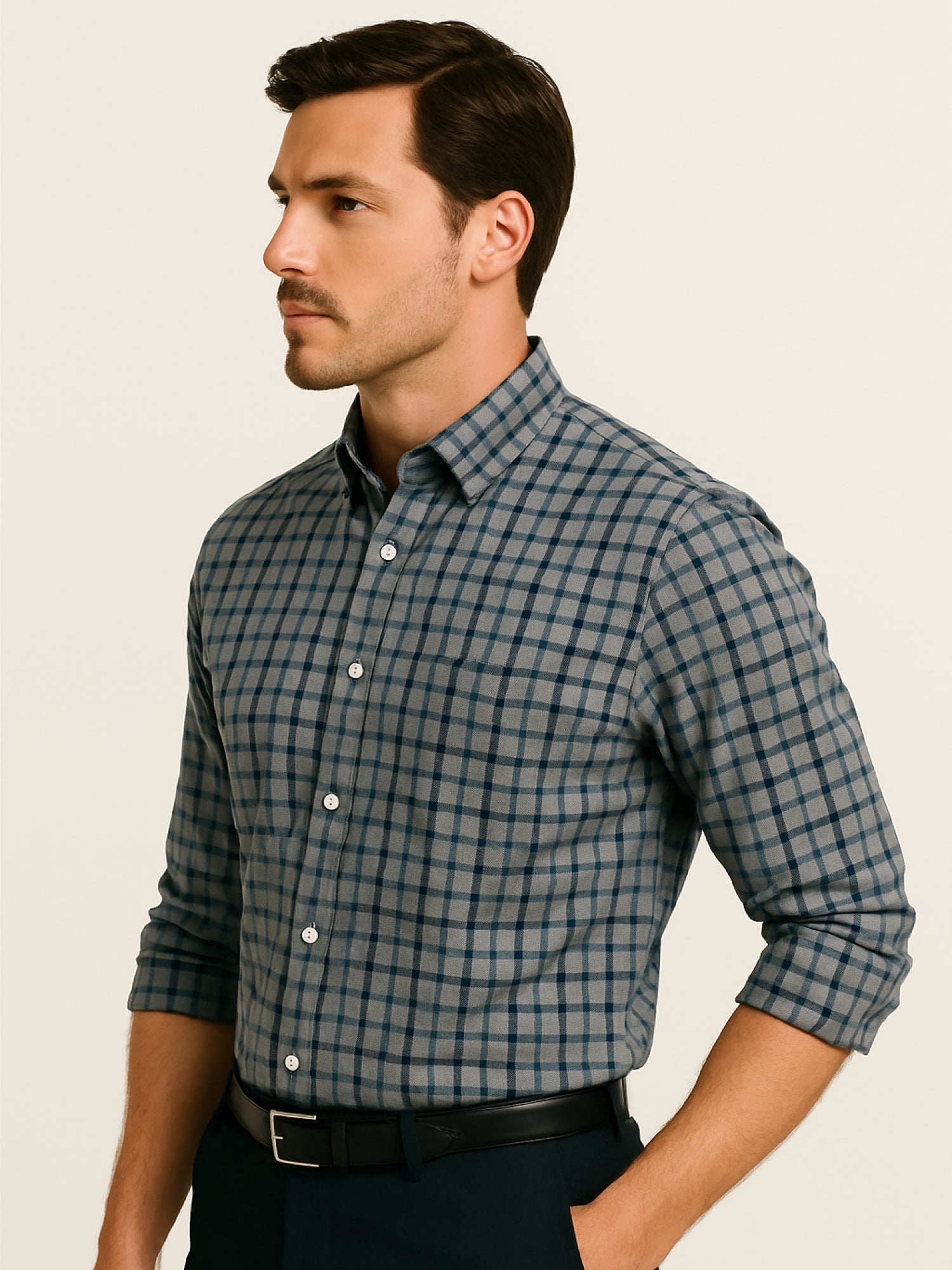 Gray Check Full Sleeve Shirt