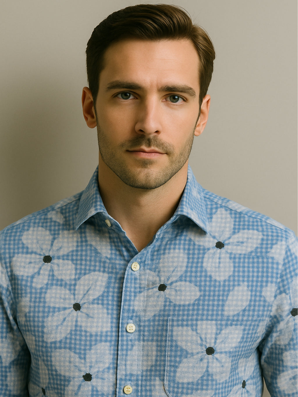 Blue Floral Print Shirt