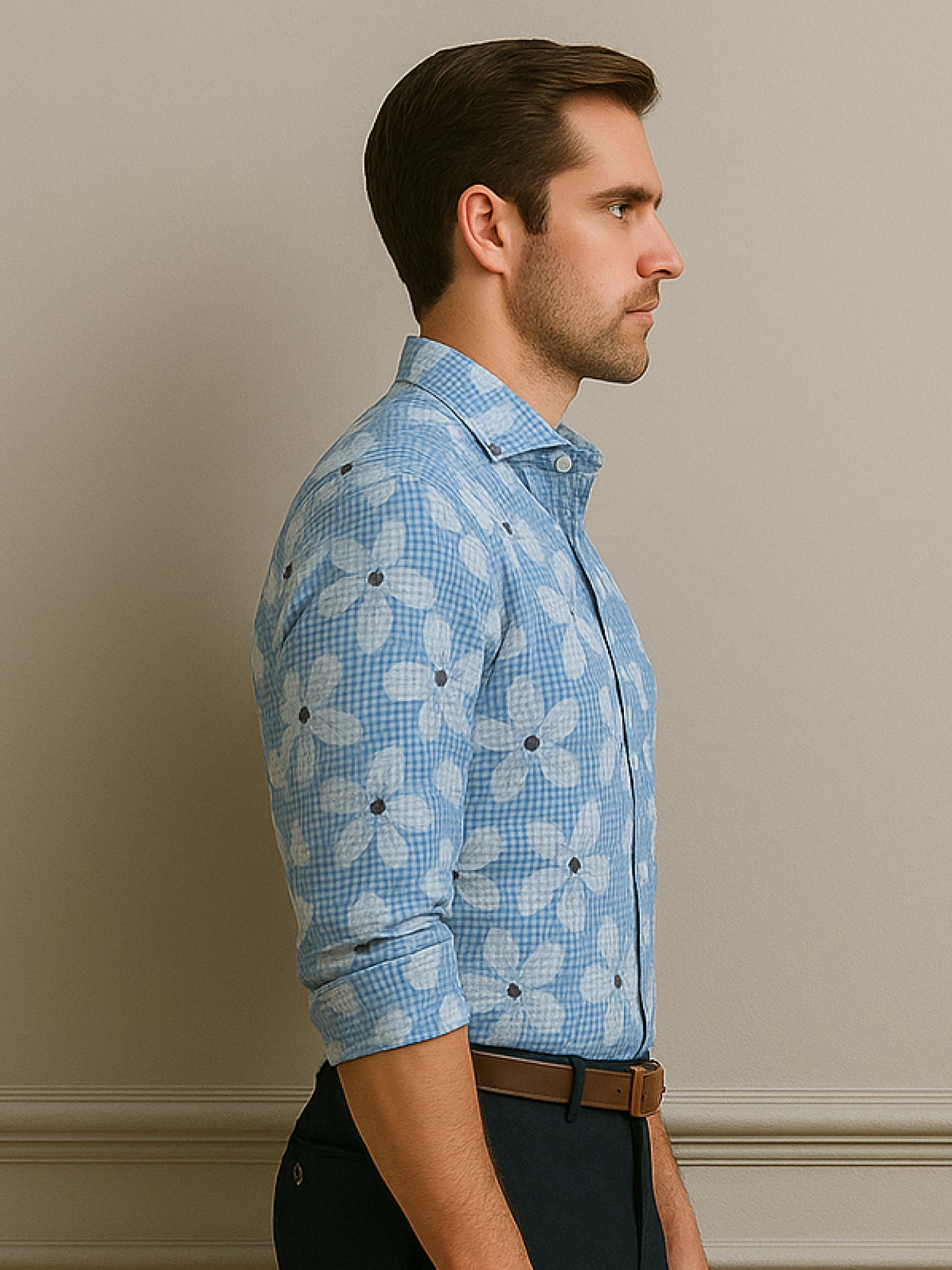 Blue Floral Print Shirt