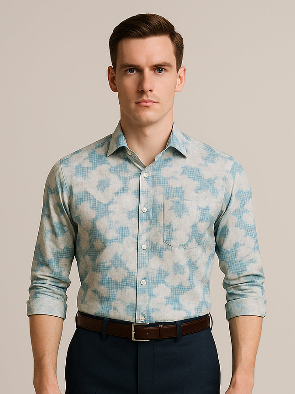 Blue Printed Floral Shirt