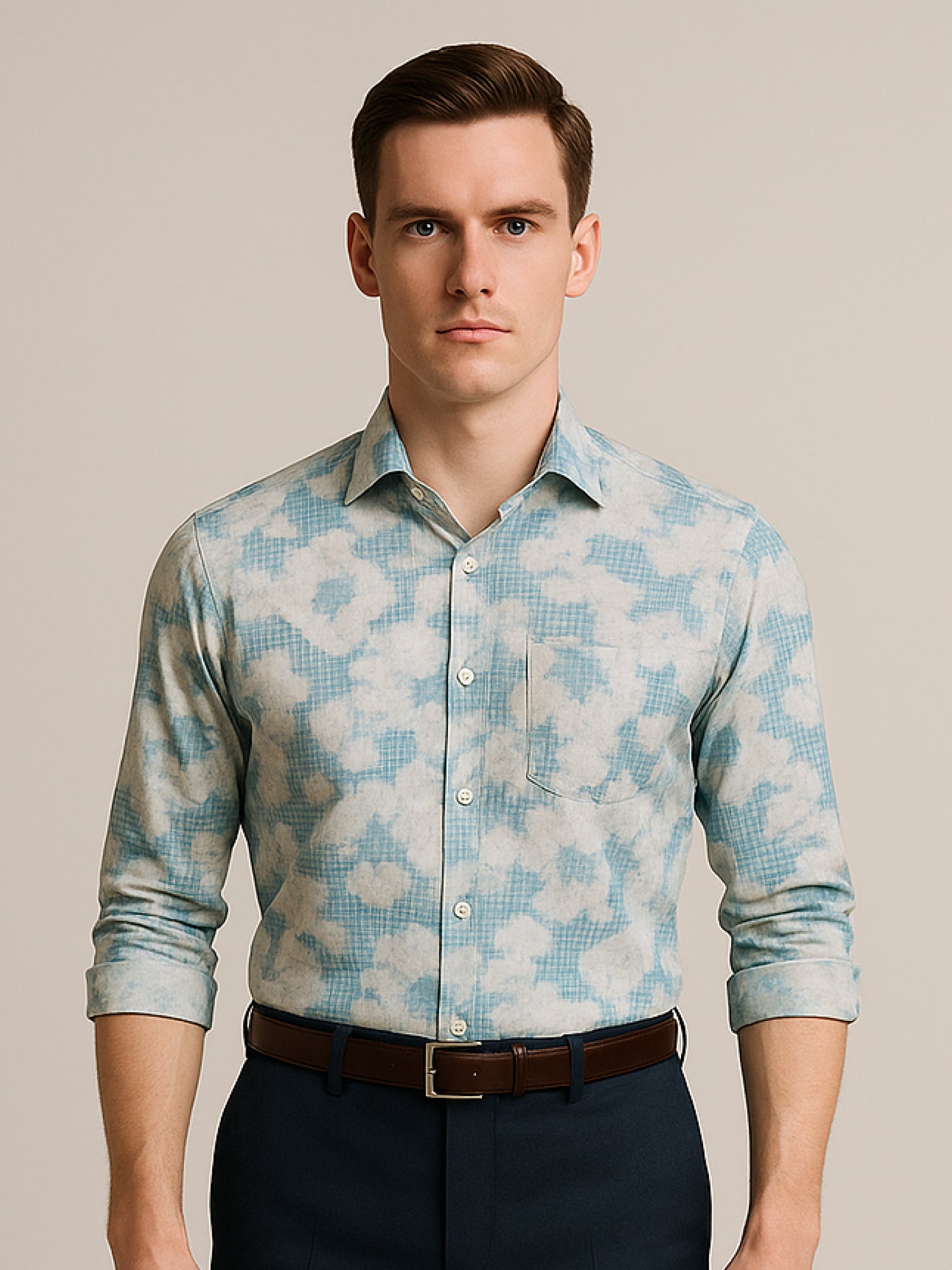 Blue Printed Floral Shirt