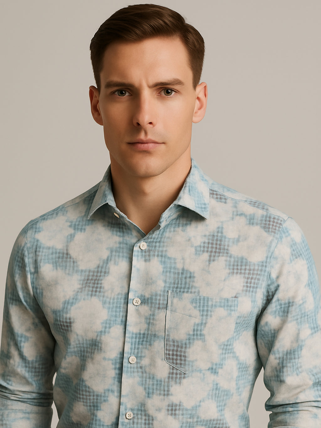 Blue Printed Floral Shirt