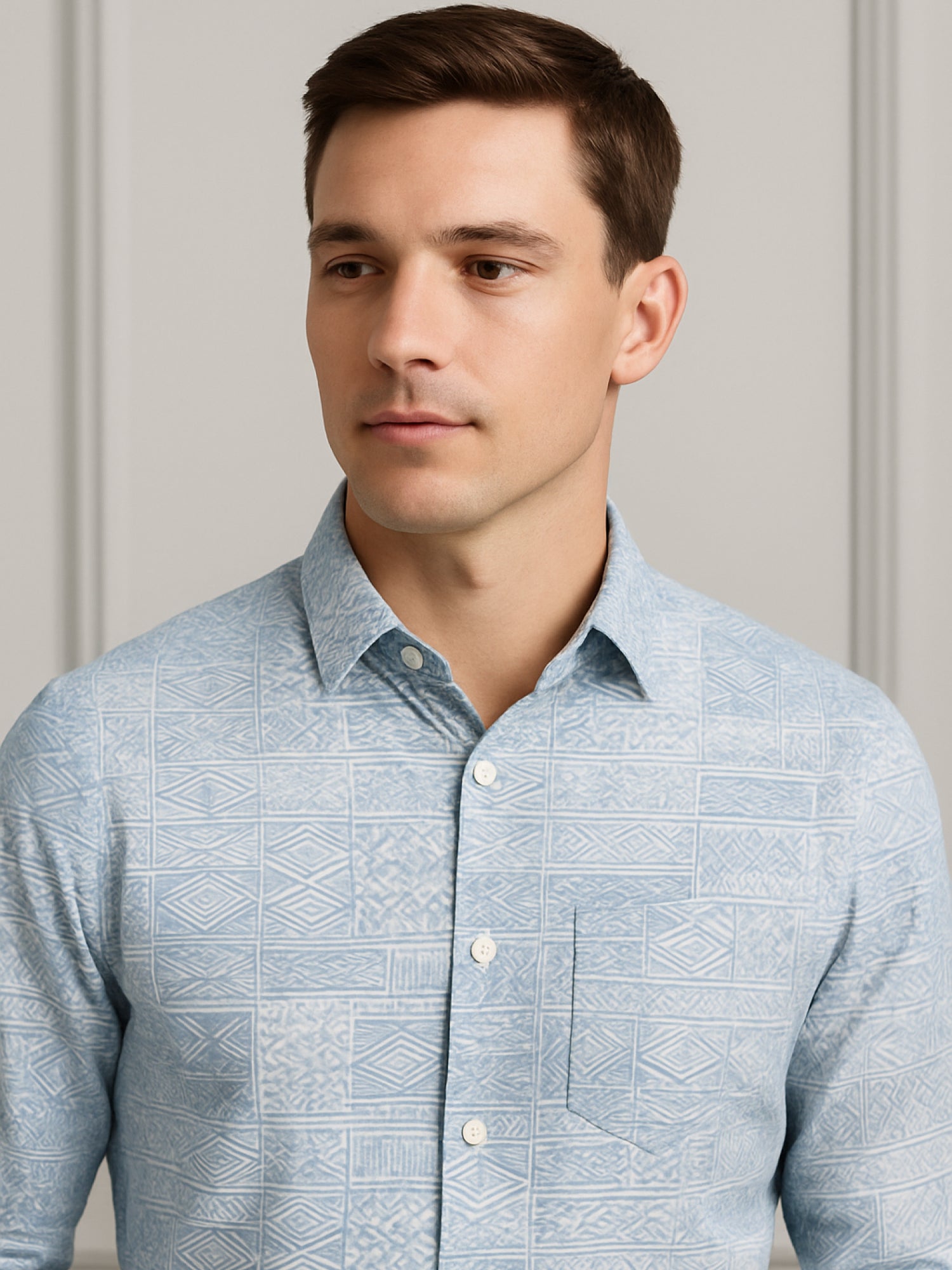 Light Blue Printed Shirt