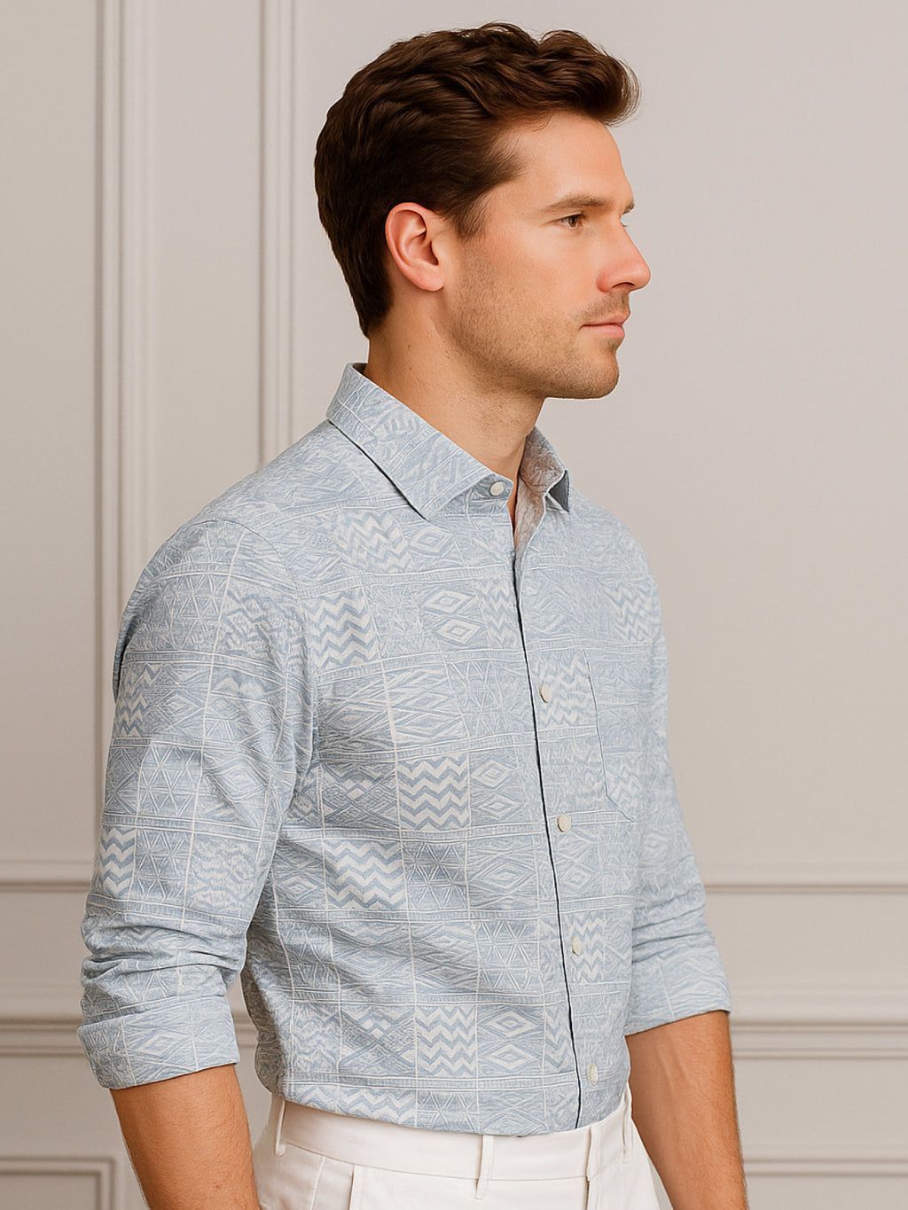 Light Blue Printed Shirt