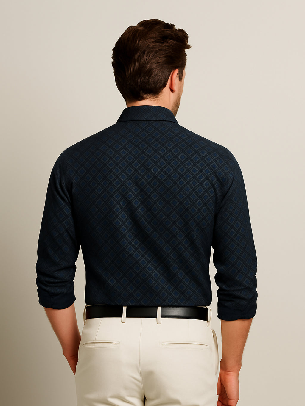 Black Printed Plaid Shirt