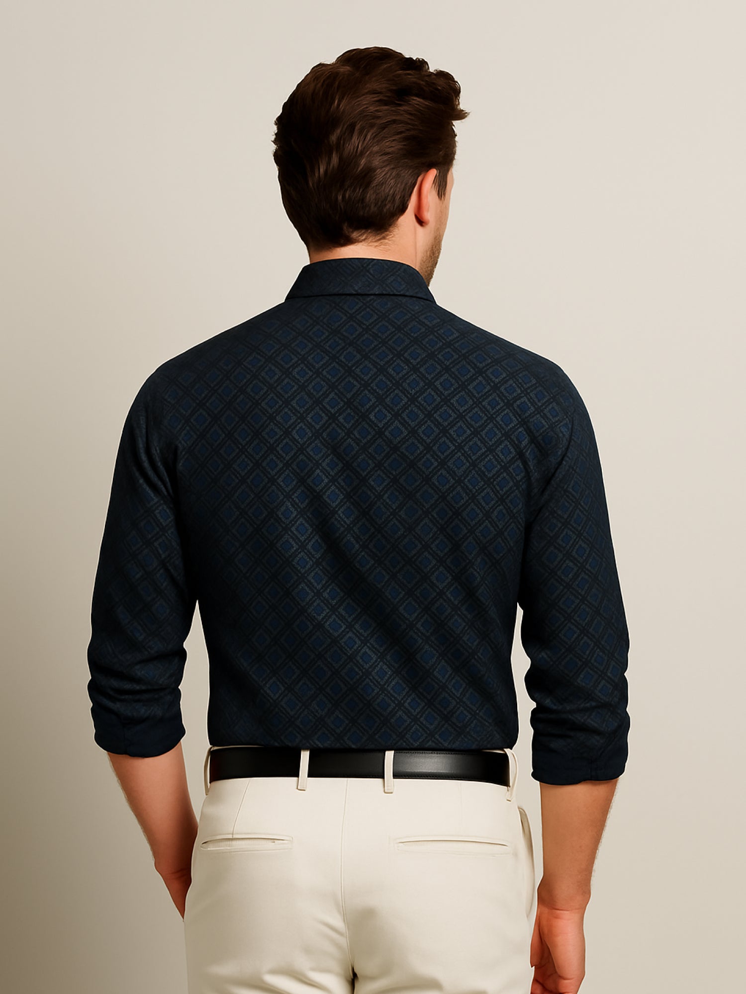 Black Printed Plaid Shirt