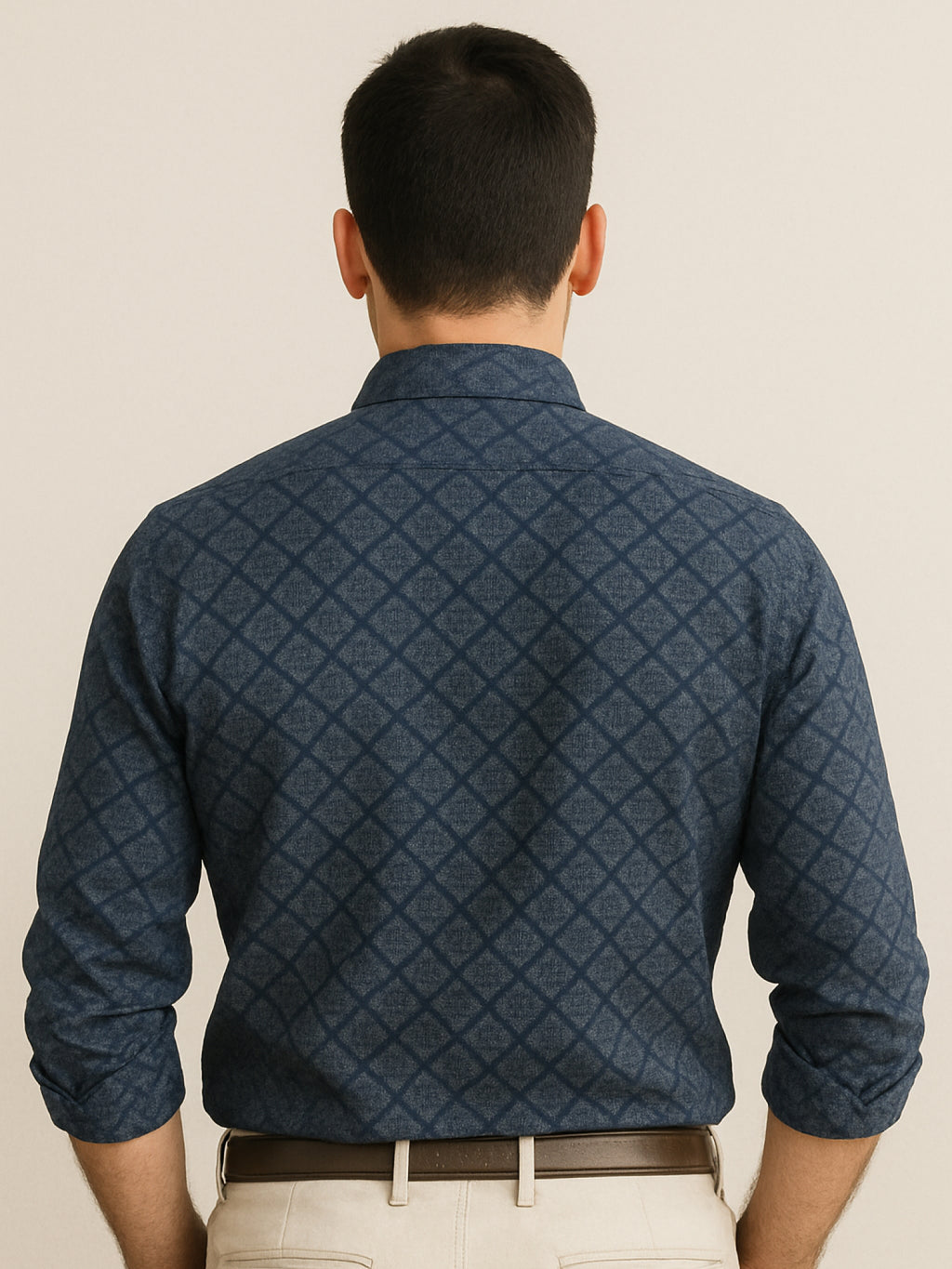 Blue Printed Plaid Shirt