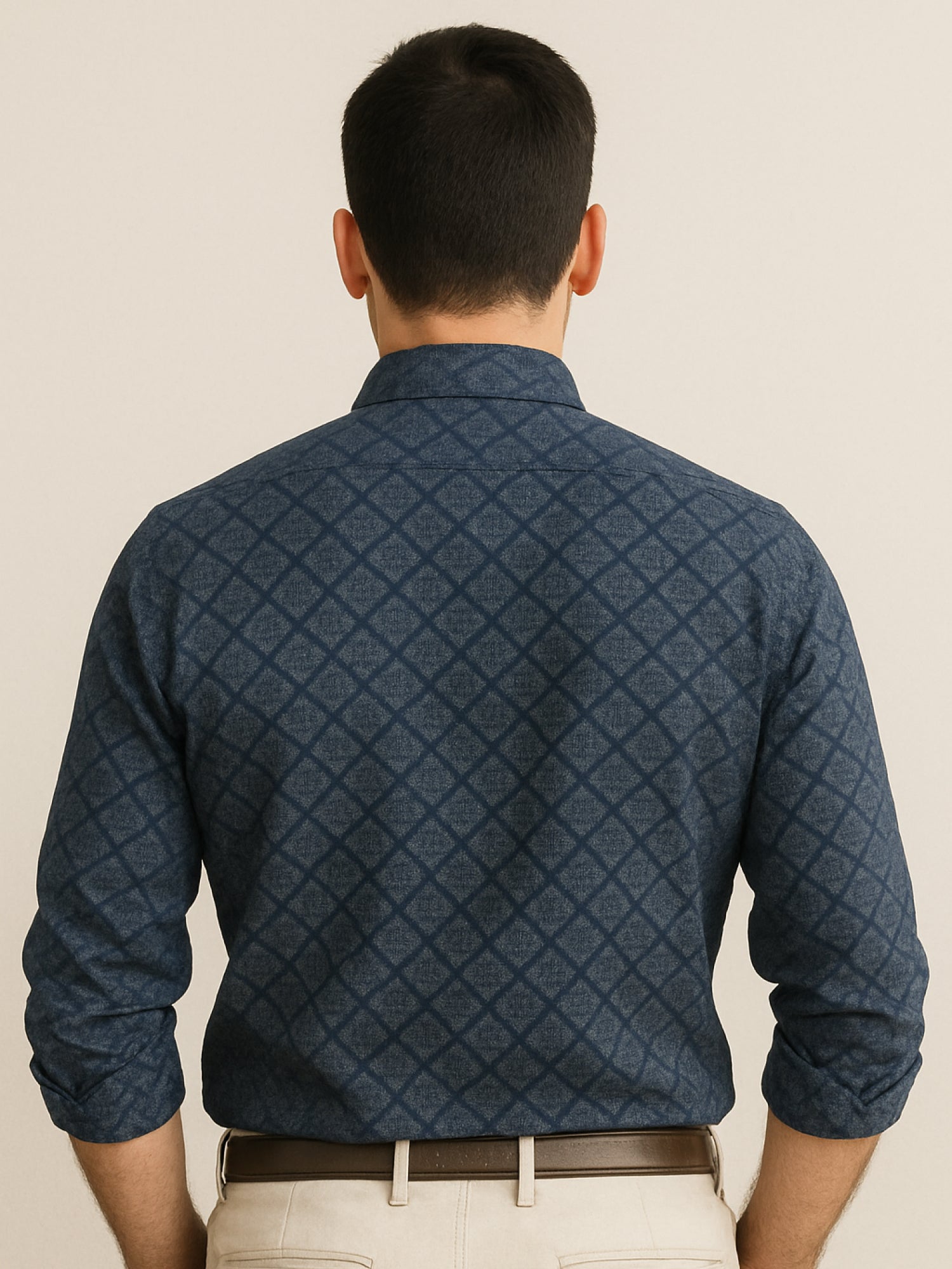 Blue Printed Plaid Shirt