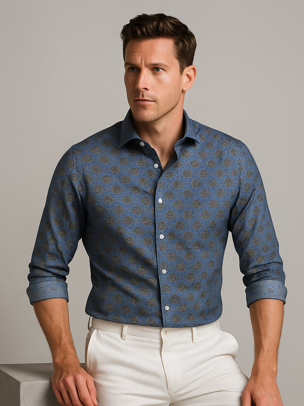Blue Full Sleeve Printed Shirt