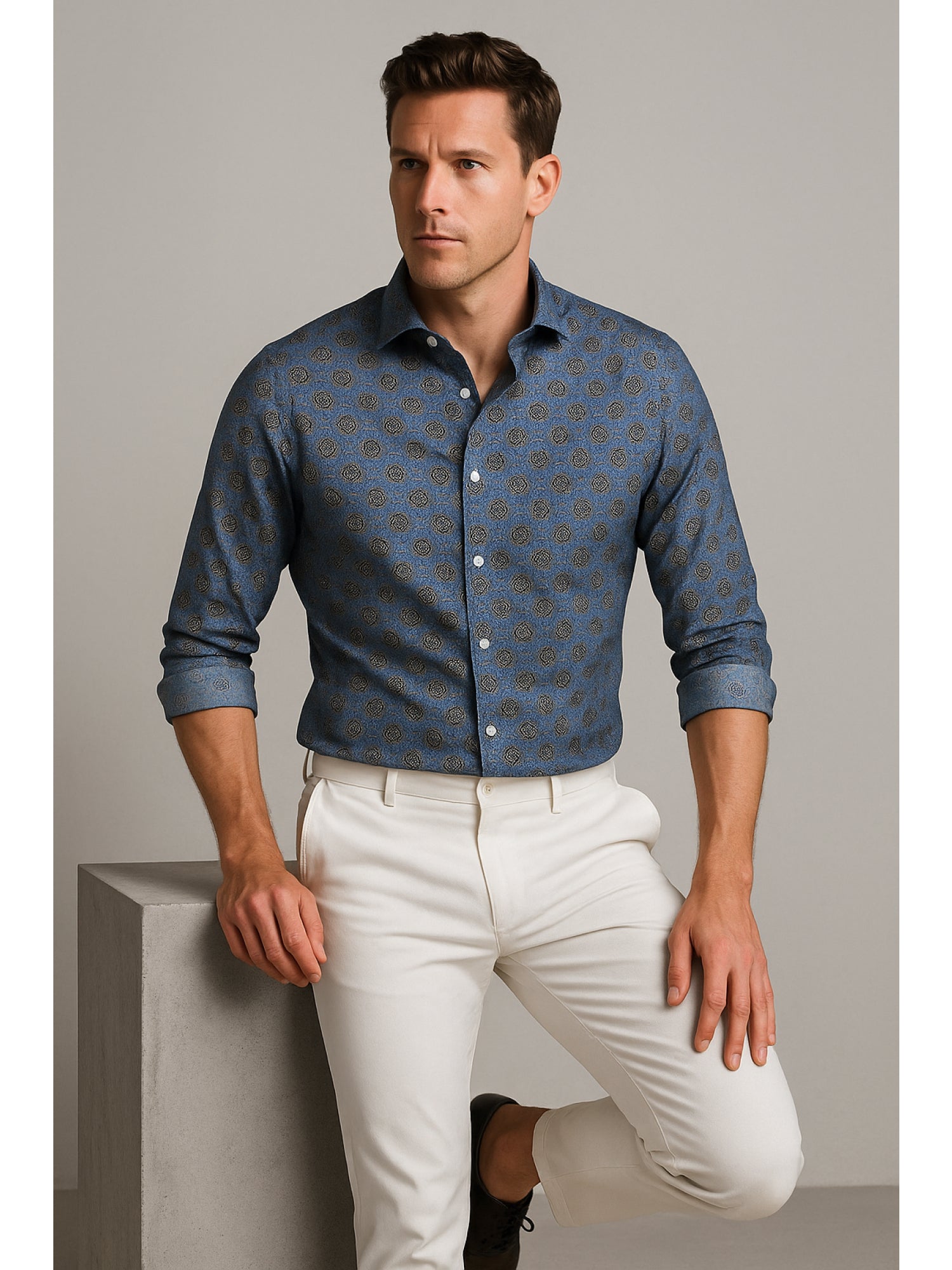 Blue Full Sleeve Printed Shirt