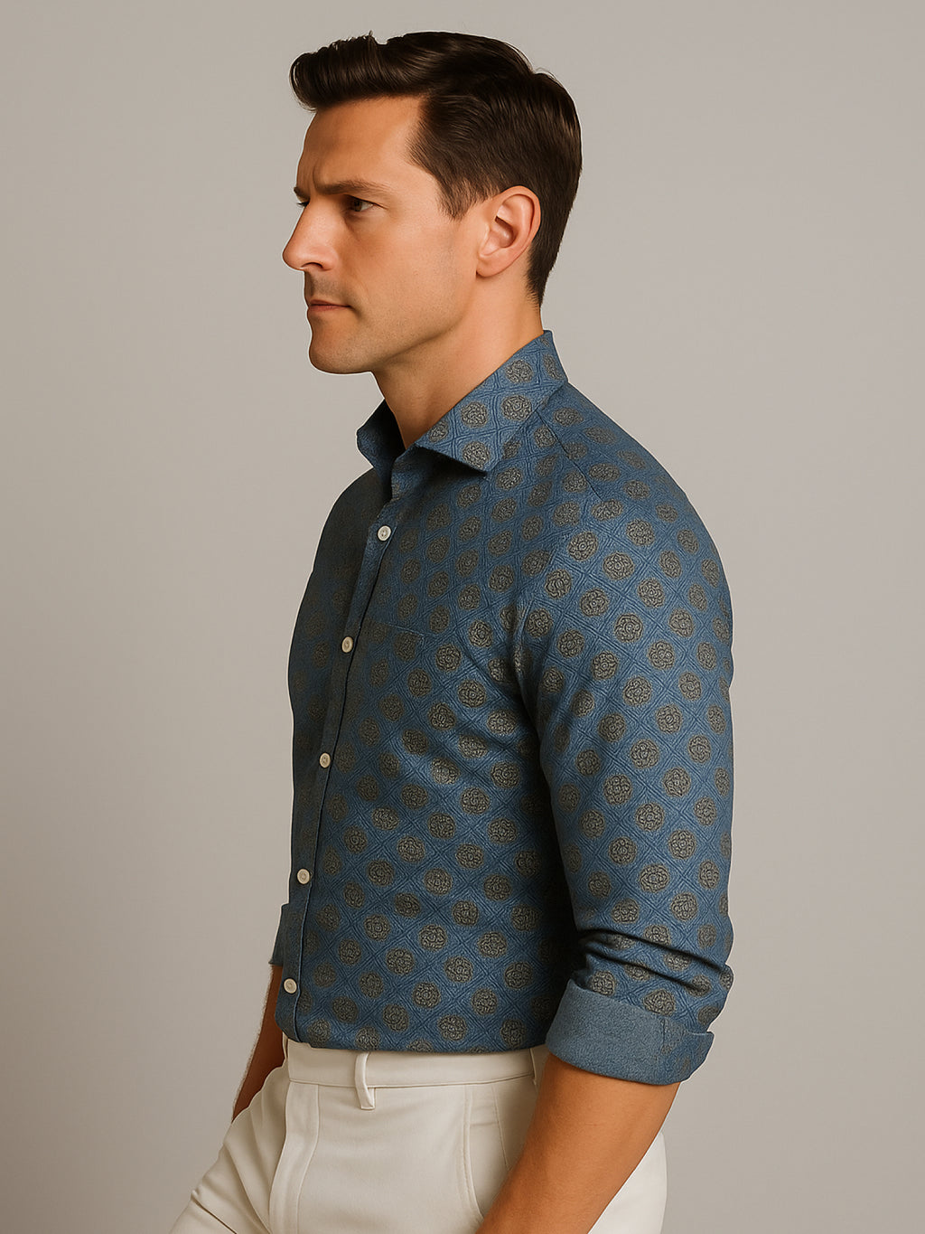 Blue Full Sleeve Printed Shirt