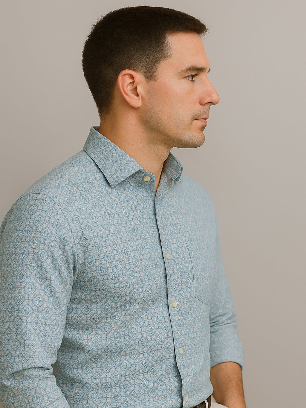 Light Blue Mosaic Print Shirt
