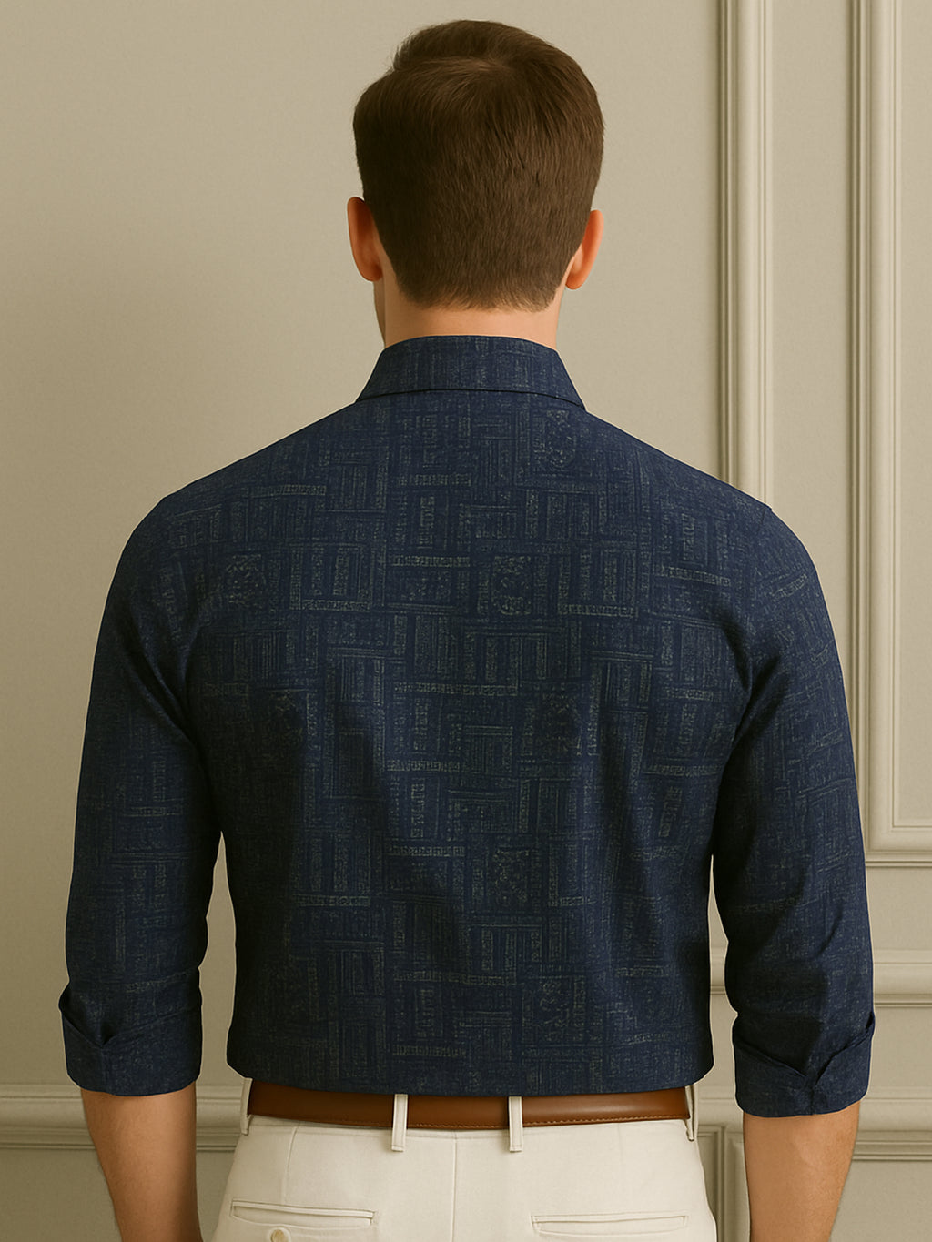 Navy Luxe Printed Shirt
