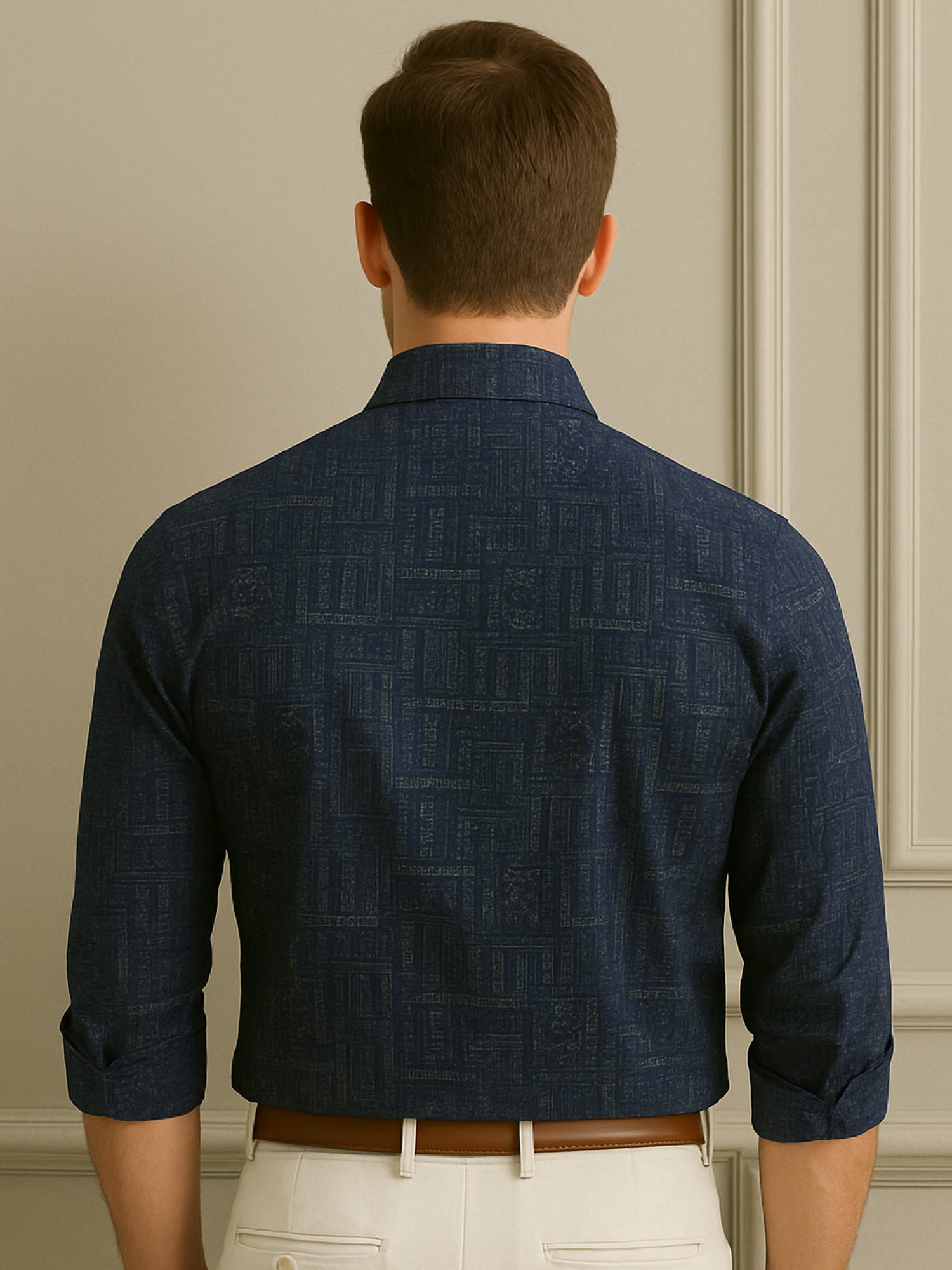 Navy Luxe Printed Shirt