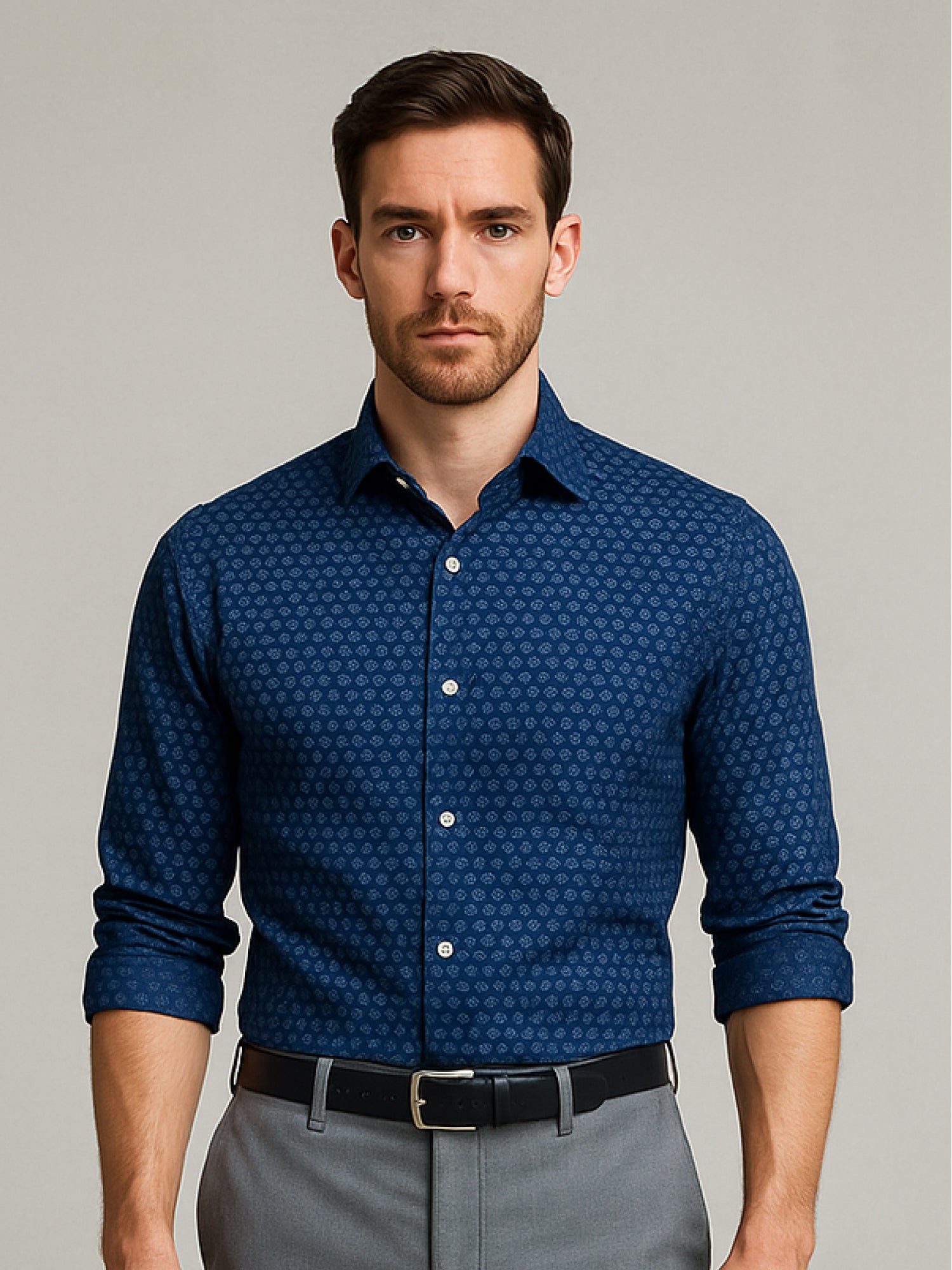 Navy Print Luxe Mosaic Shirt