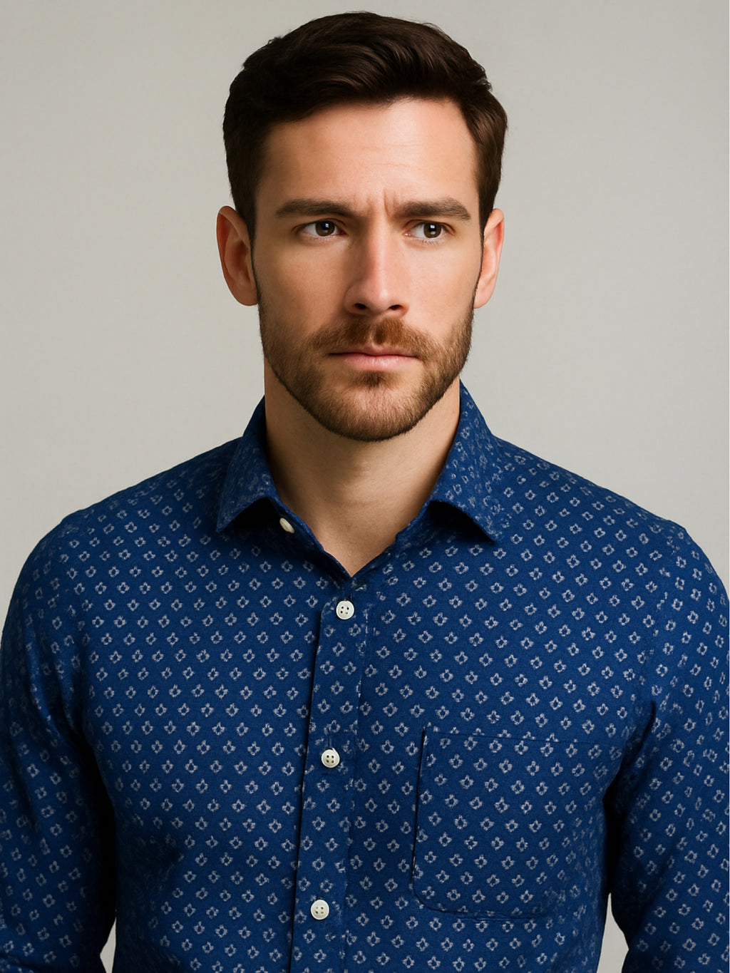 Navy Print Luxe Mosaic Shirt