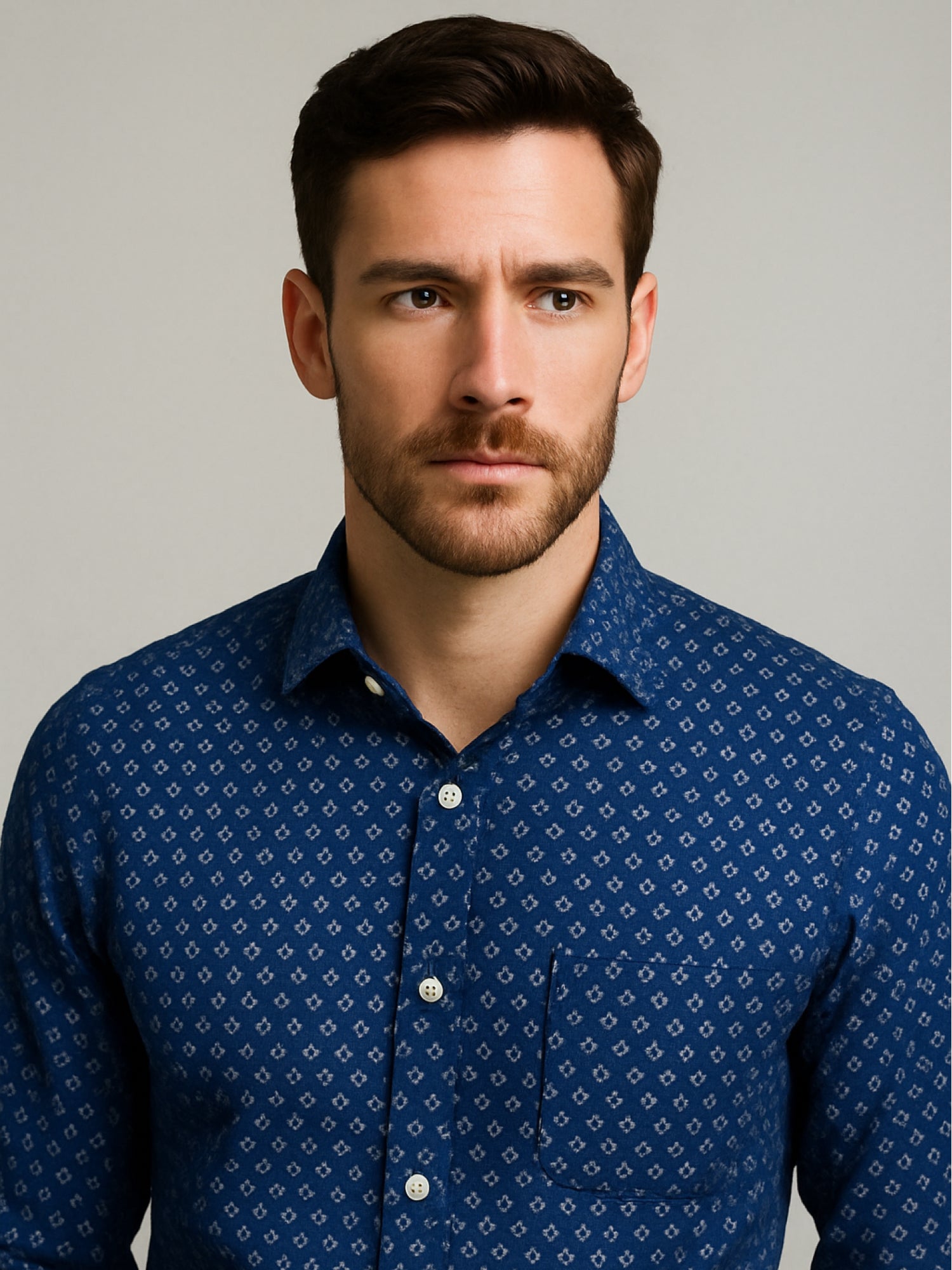 Navy Print Luxe Mosaic Shirt