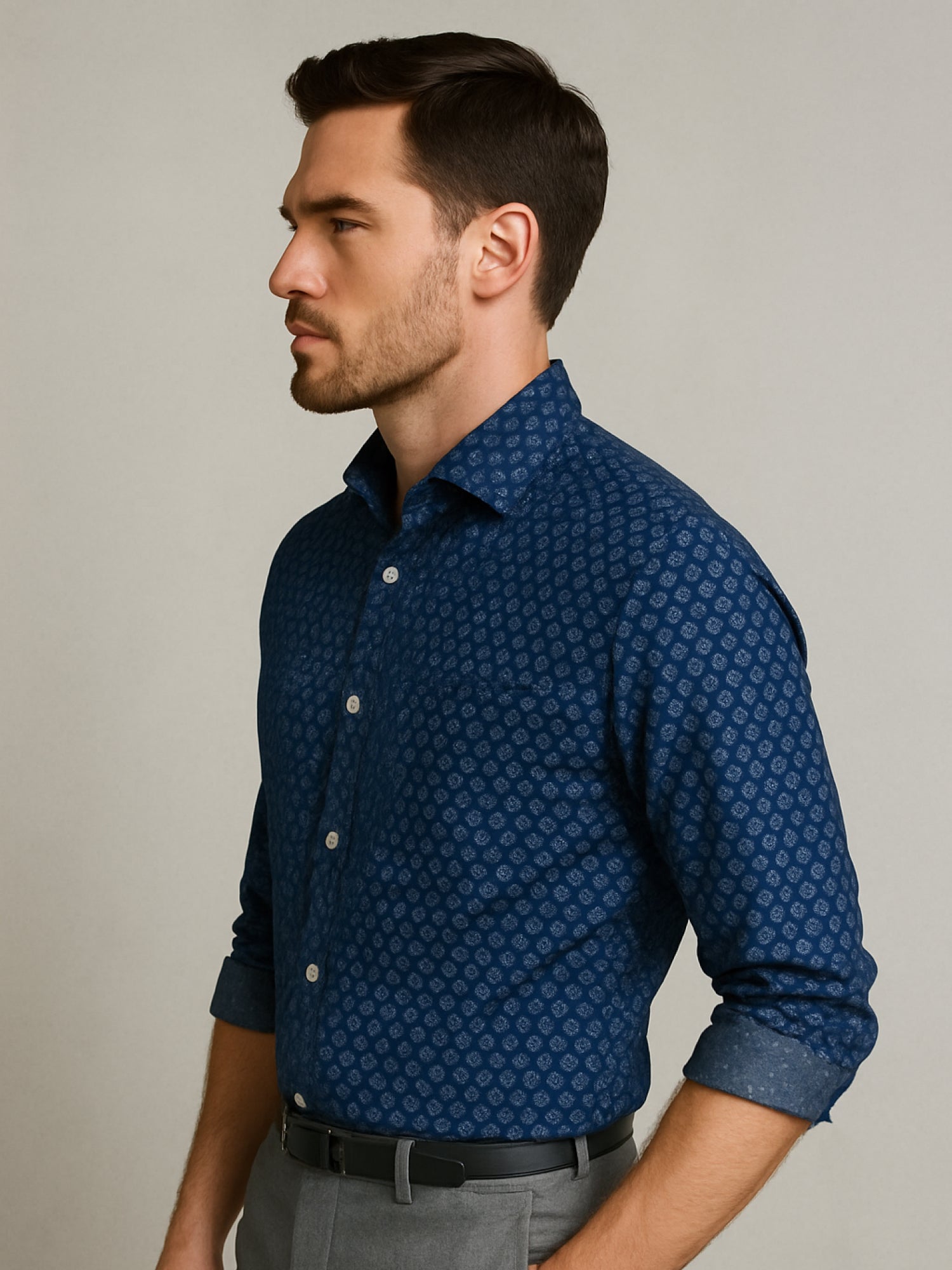 Navy Print Luxe Mosaic Shirt