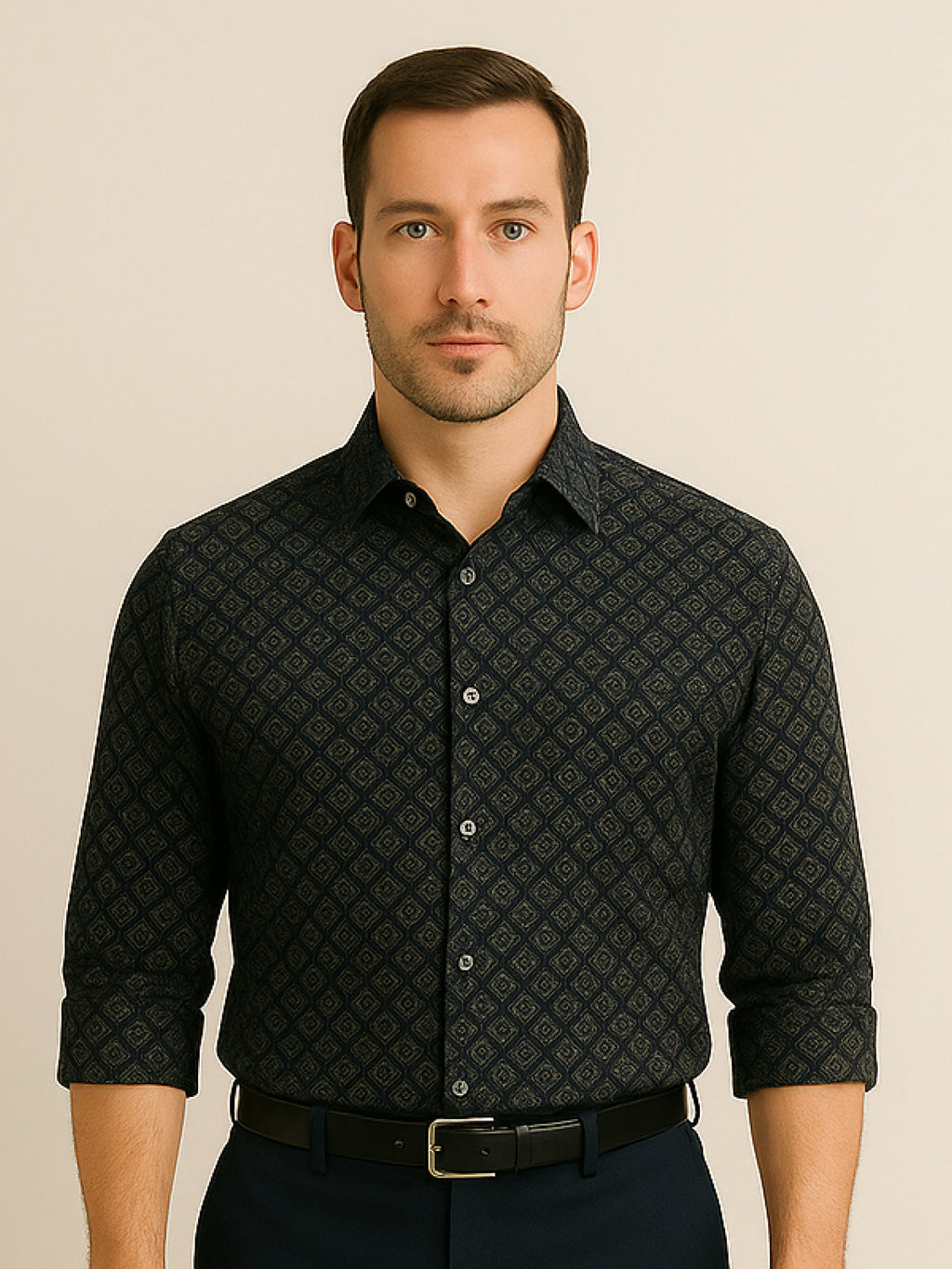 Black Full Sleeve Print Shirt
