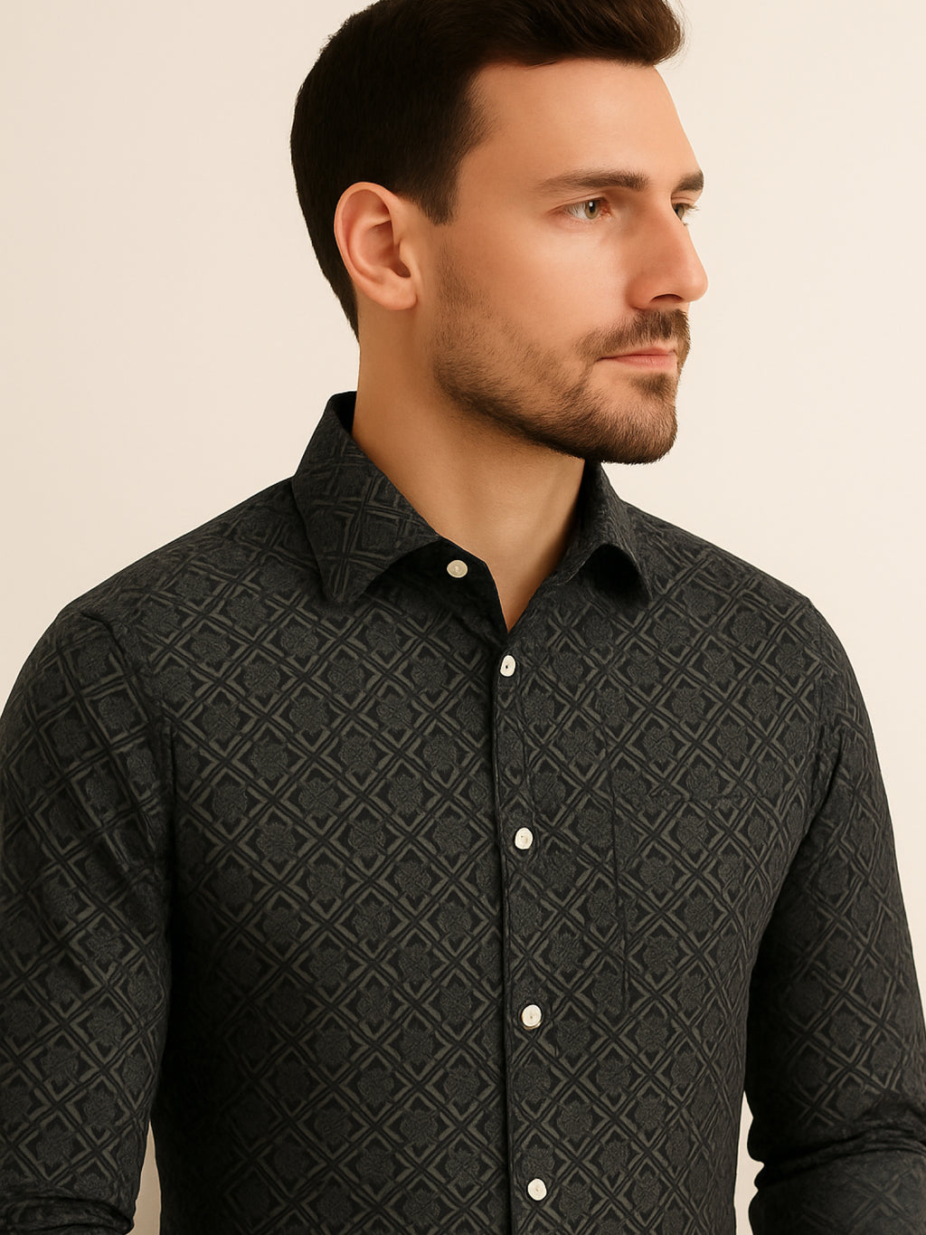 Black Full Sleeve Print Shirt
