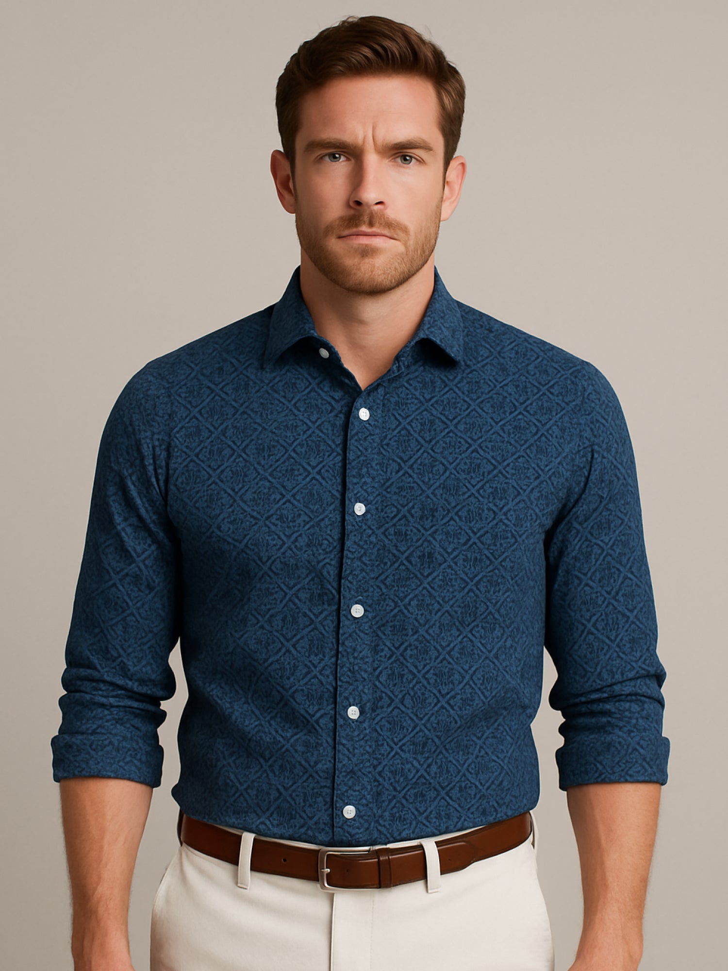 Navy Full Sleeve Print Shirt