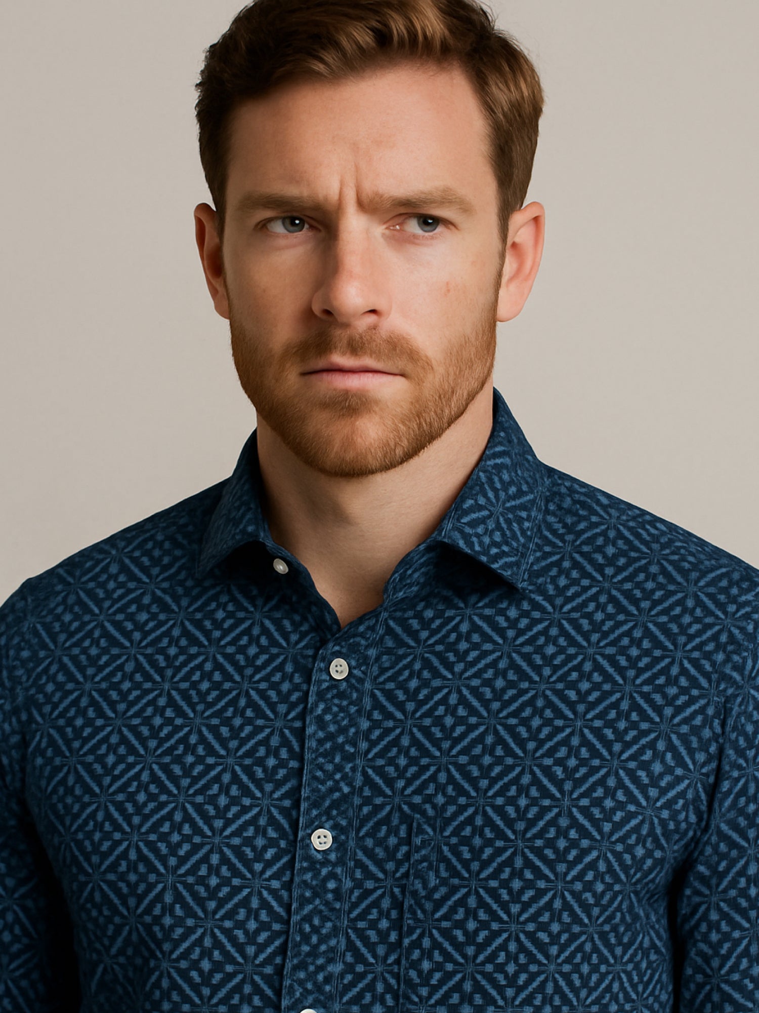 Navy Full Sleeve Print Shirt