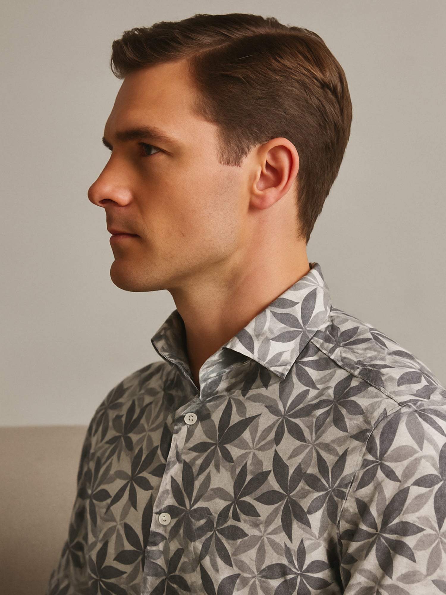 Ash Gray Floral Luxe Print Shirt