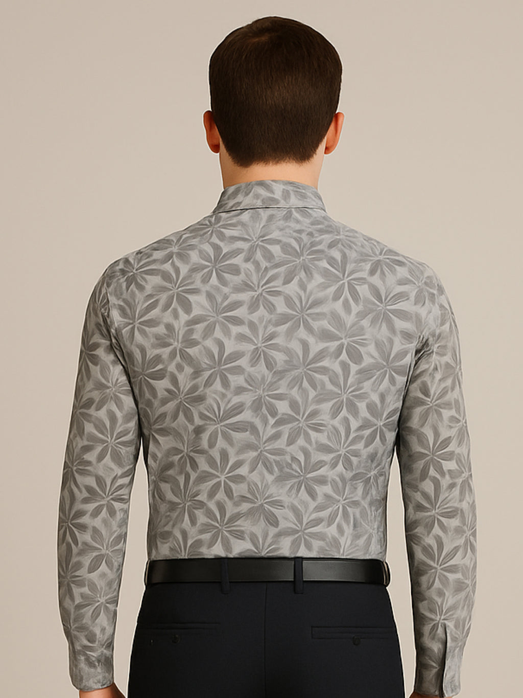 Ash Gray Floral Luxe Print Shirt