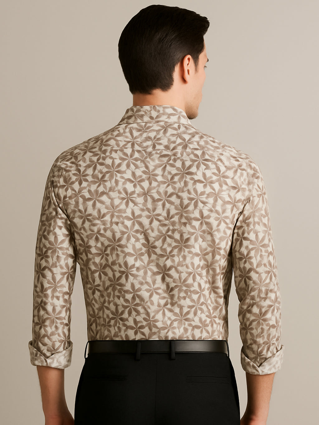 Gold Brown Floral Luxe Print Shirt