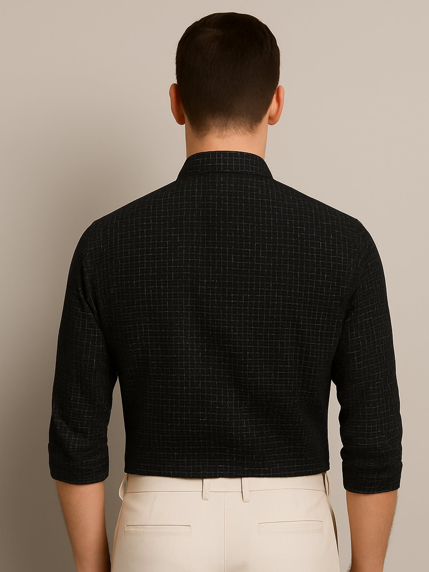 Black Full Sleeve Abstract Print Shirt