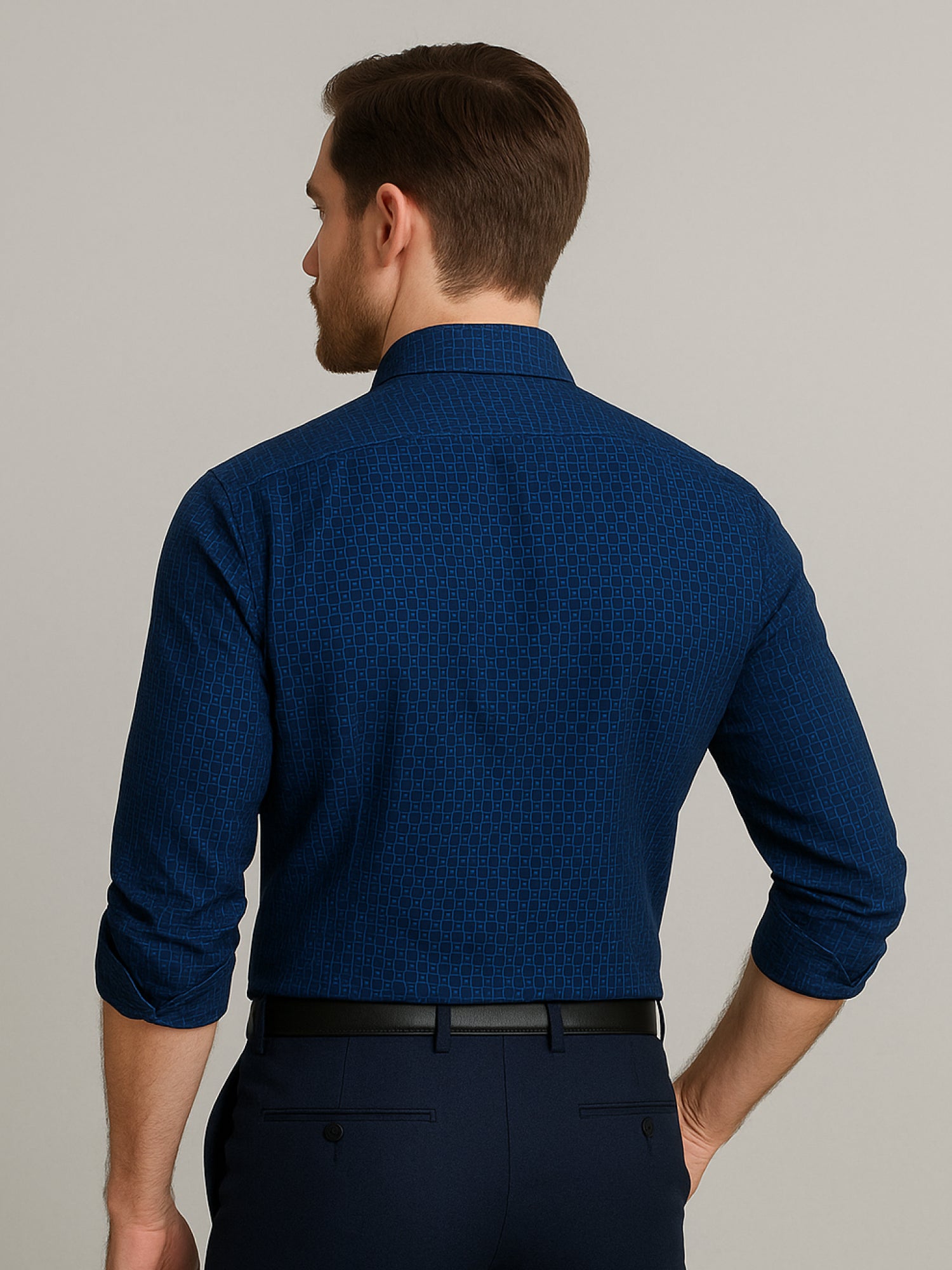 Navy Full Sleeve Abstract Print Shirt