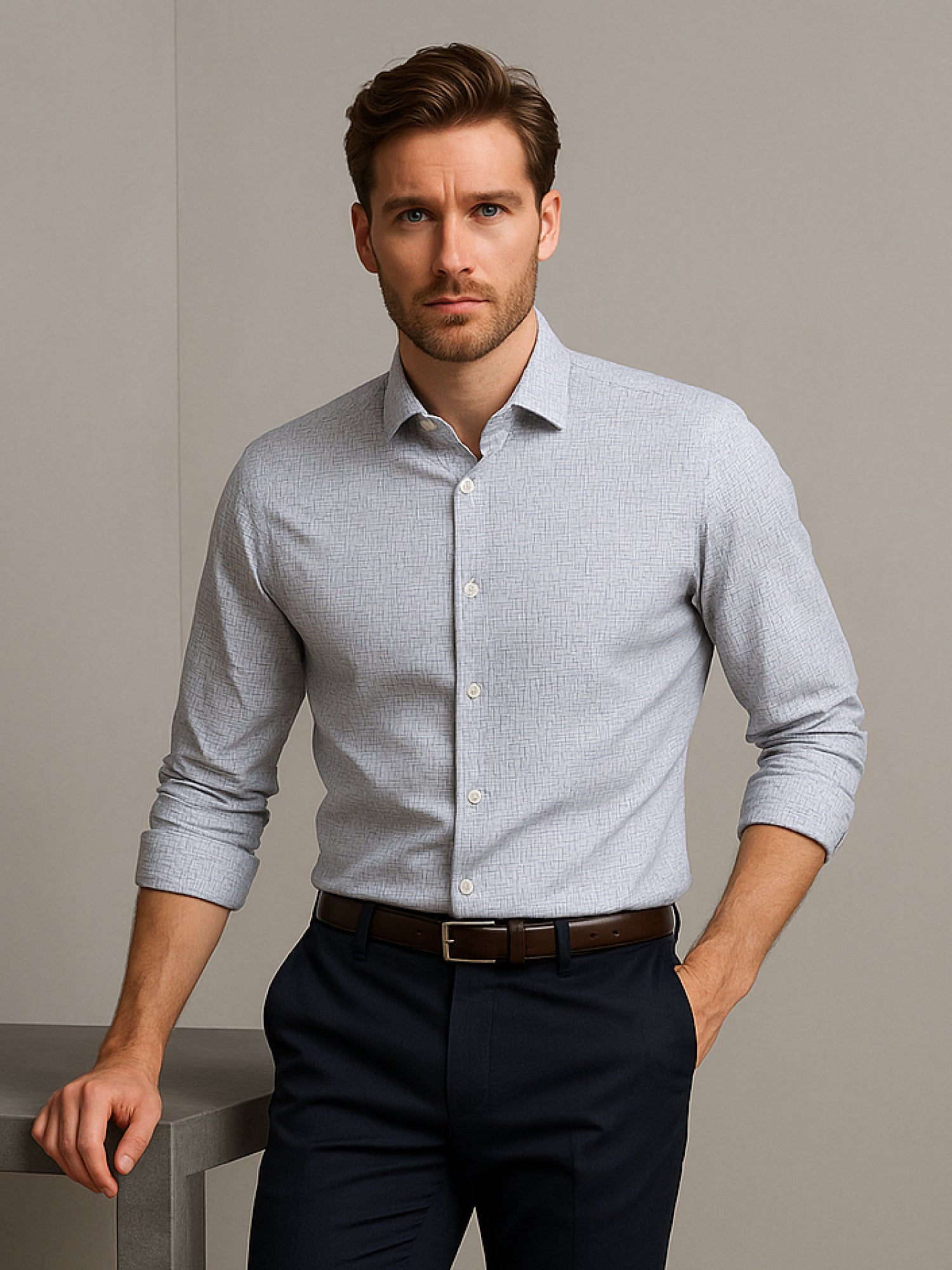 White Full Sleeve Abstract Print Shirt