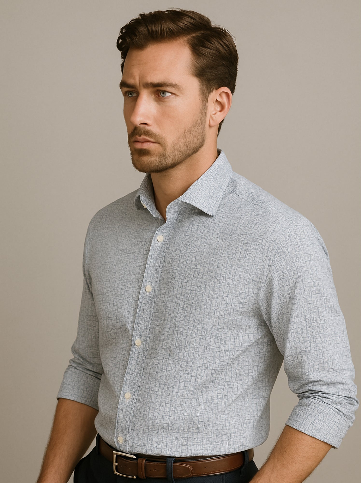 White Full Sleeve Abstract Print Shirt