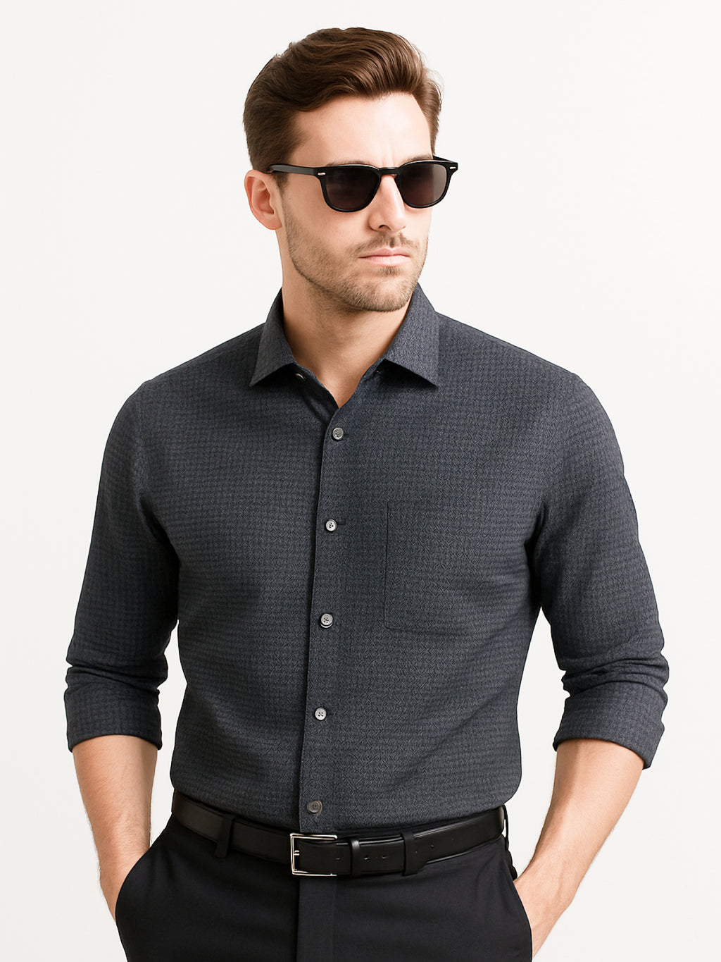 Ash Gray Print Mosaic Shirt