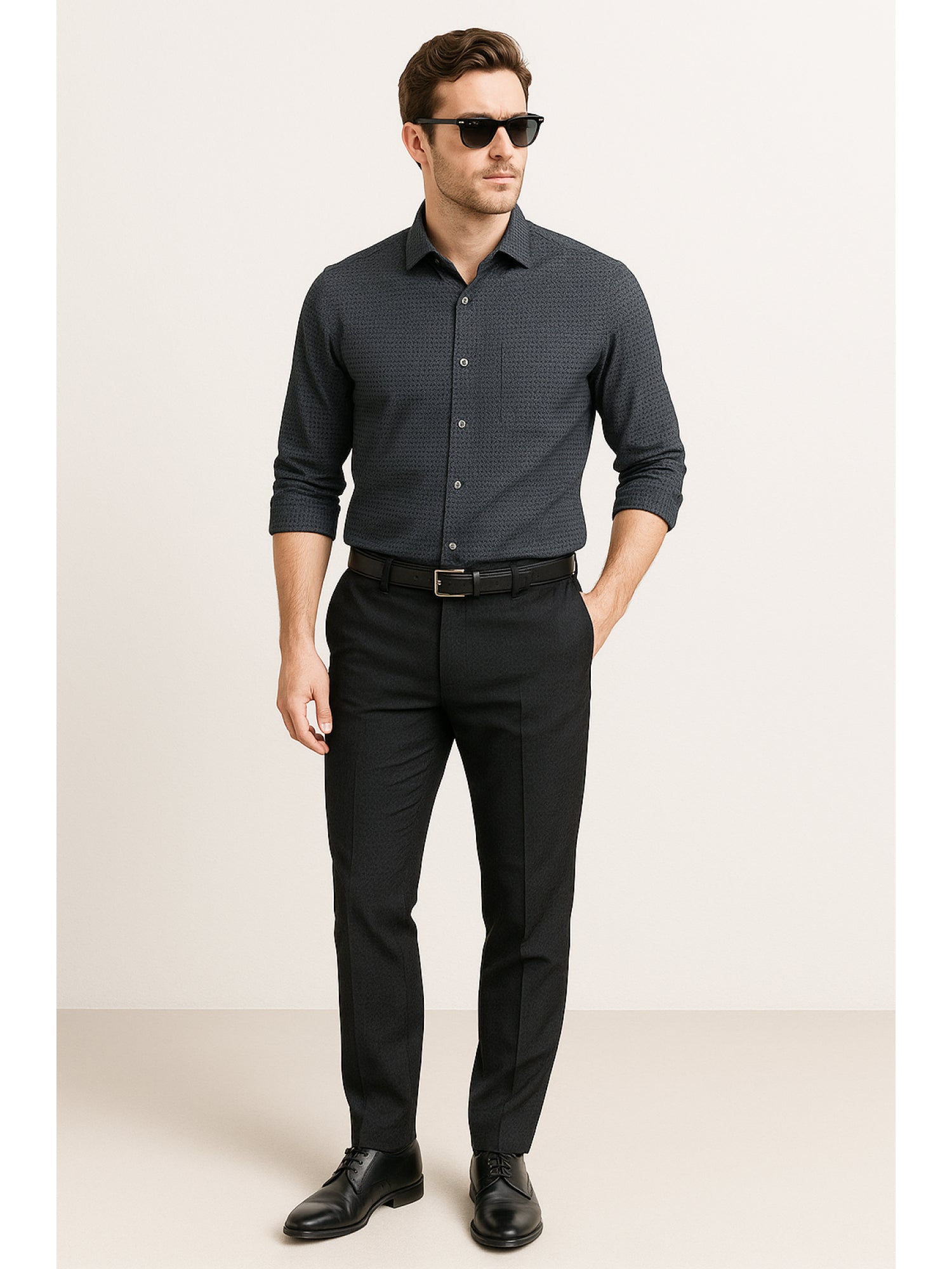 Ash Gray Print Mosaic Shirt